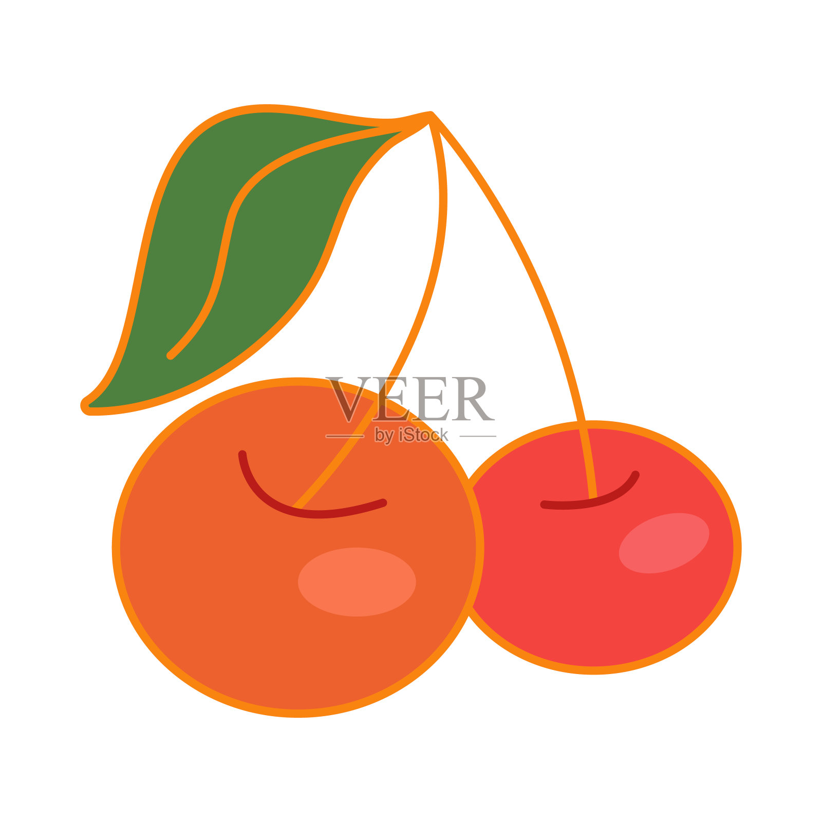 有趣的groovy复古剪纸与樱桃。60年代，70年代，80年代的卡通风格。补丁，别针，邮票，贴纸模板。滑稽可爱的漫画人物。抽象新潮、复古、怀旧的审美背景插画图片素材