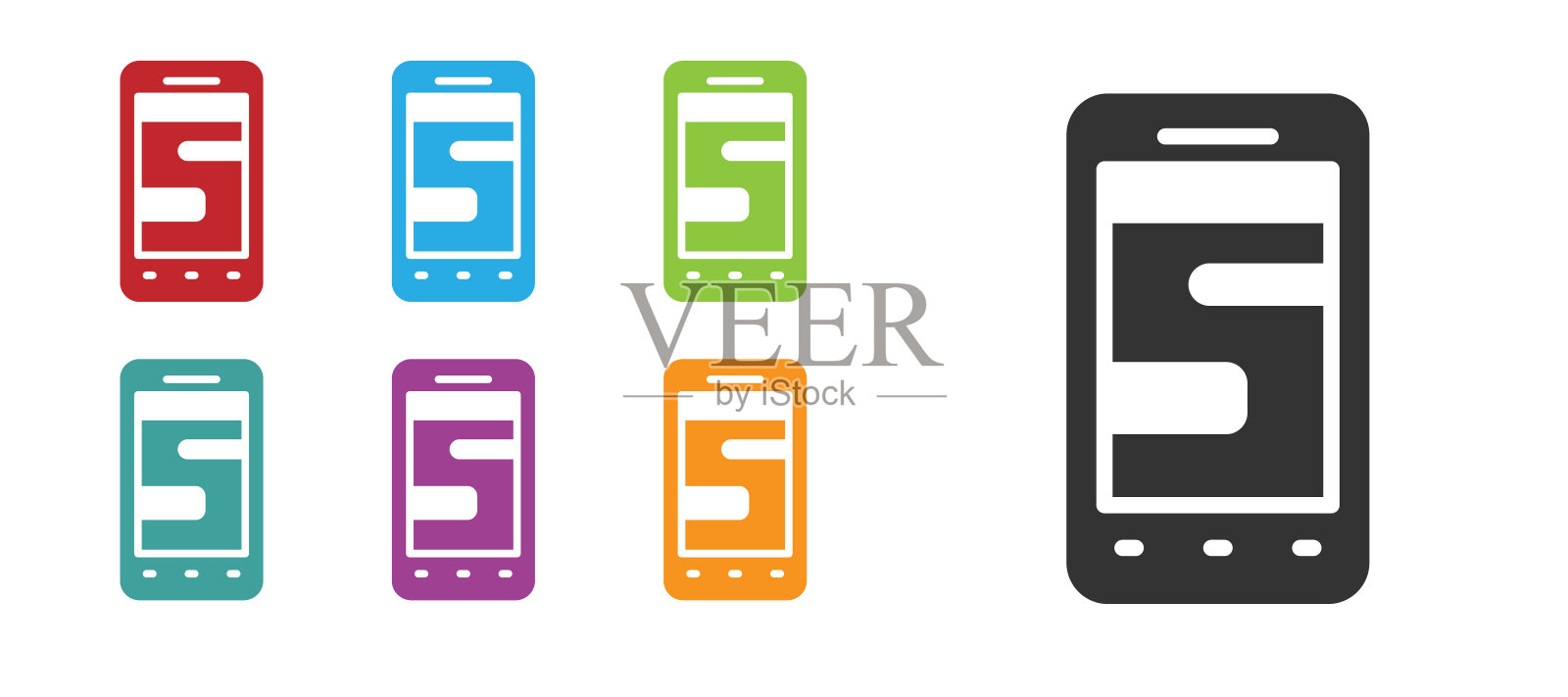 黑色新的聊天消息通知的电话图标隔离在白色背景。智能手机聊天短信语音泡泡。设置彩色图标。向量图标素材