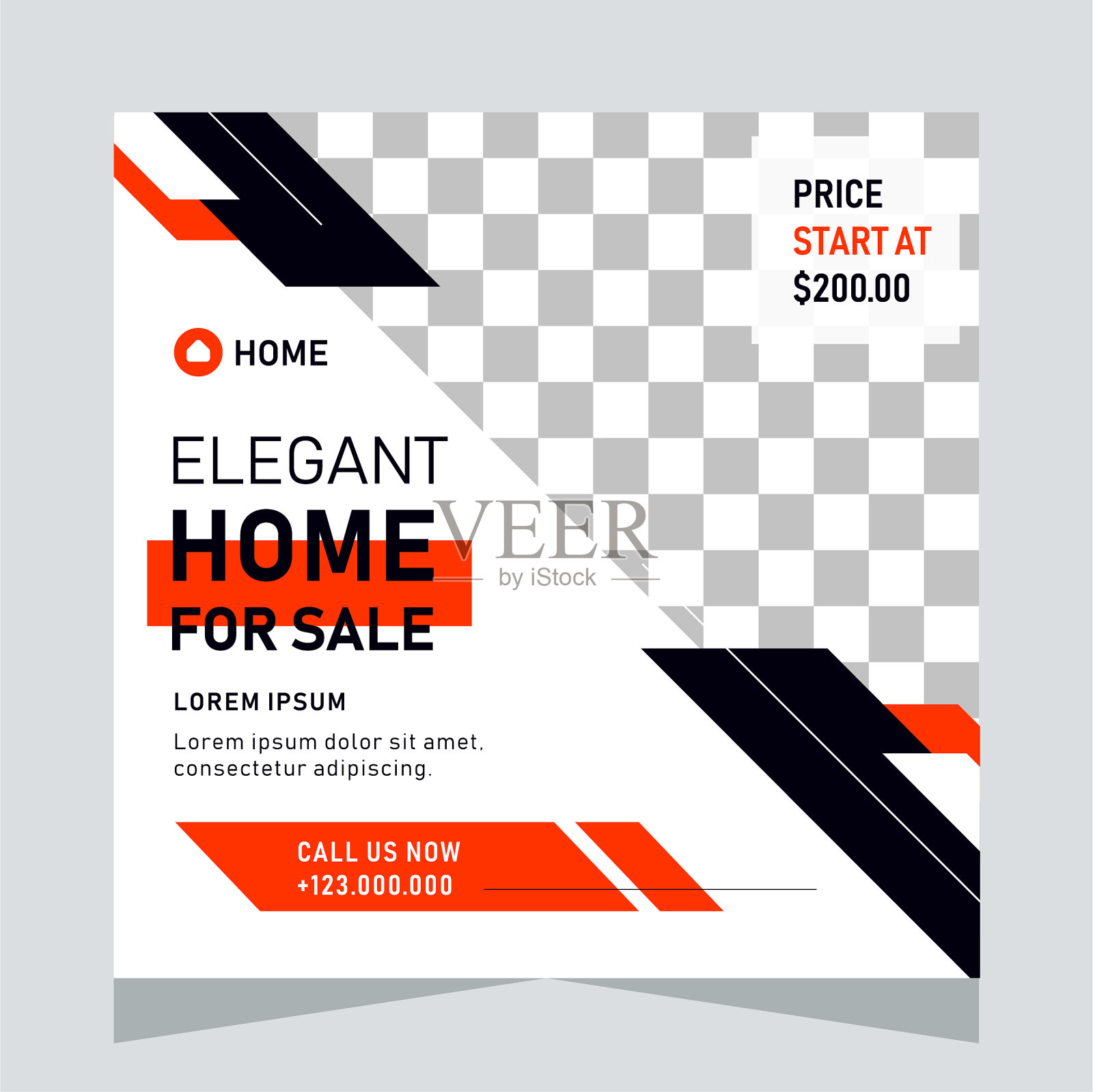 房地产社交媒体帖子或instagram帖子模板设计插画图片素材