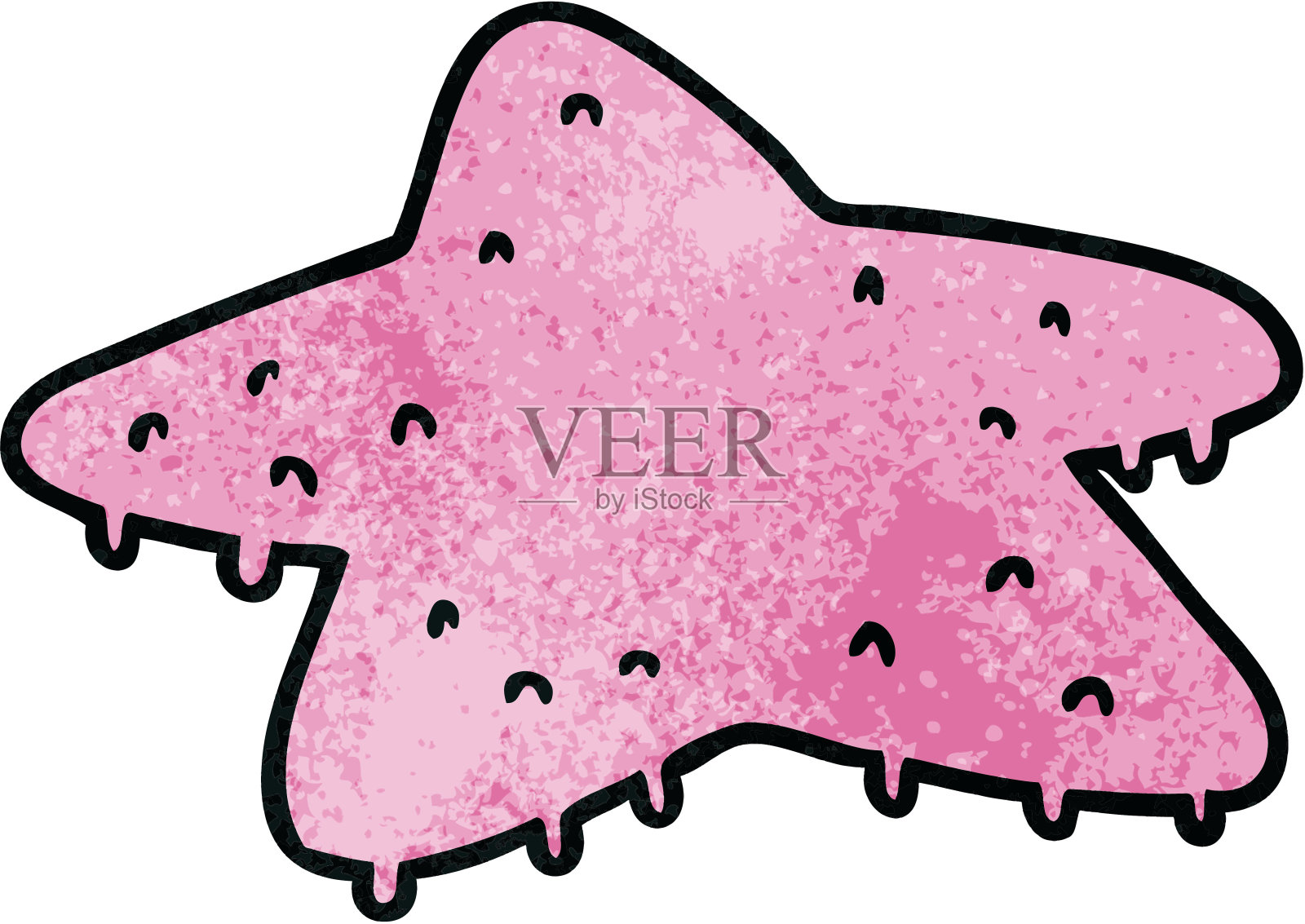 手绘纹理卡通涂鸦的一个星鱼插画图片素材