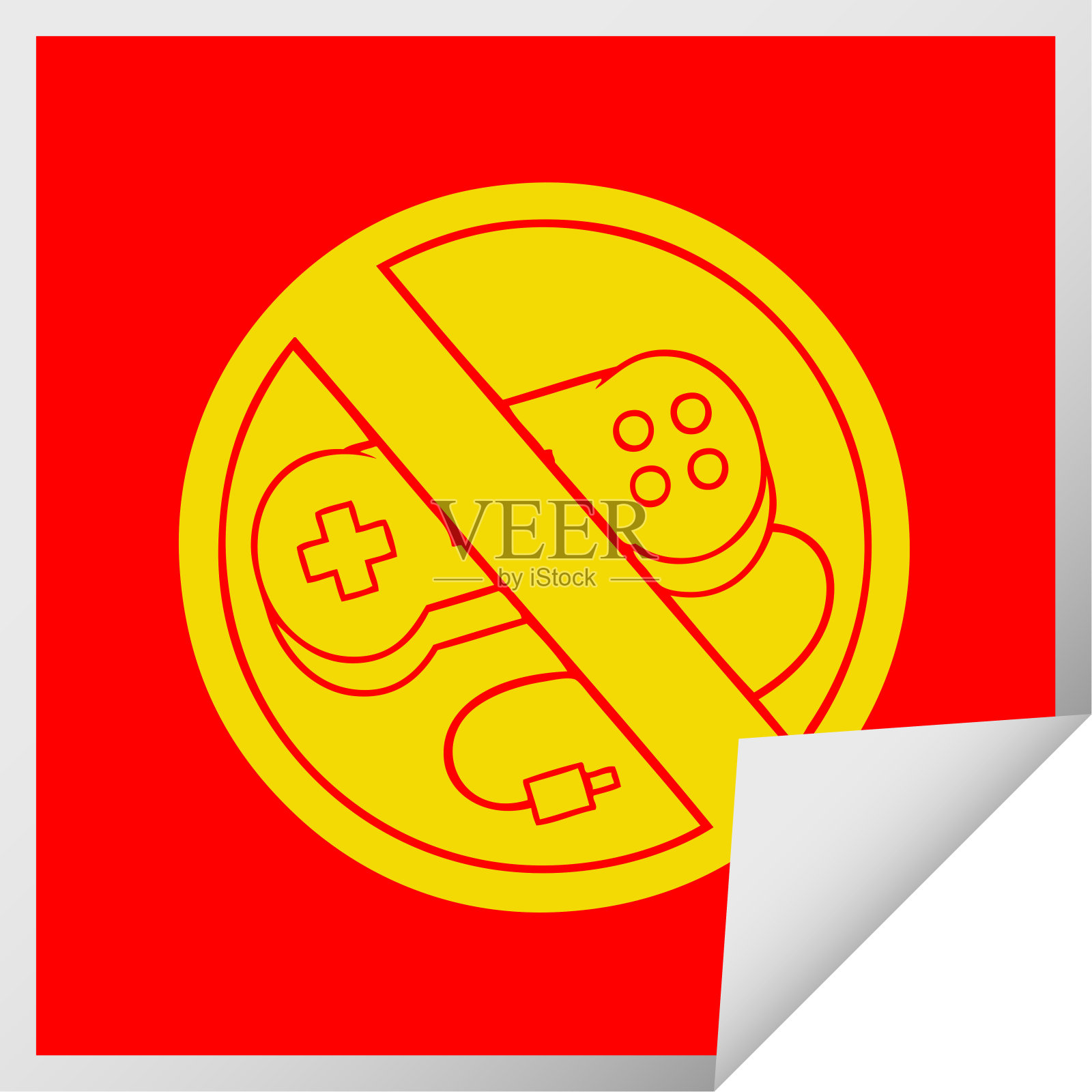 方形剥落贴纸卡通禁止游戏的标志插画图片素材