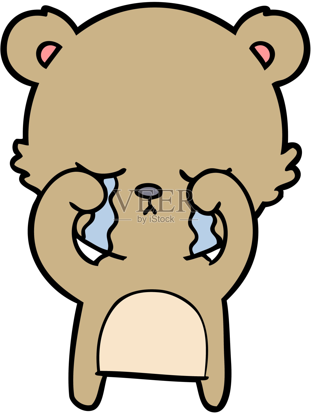 哭泣的卡通熊插画图片素材