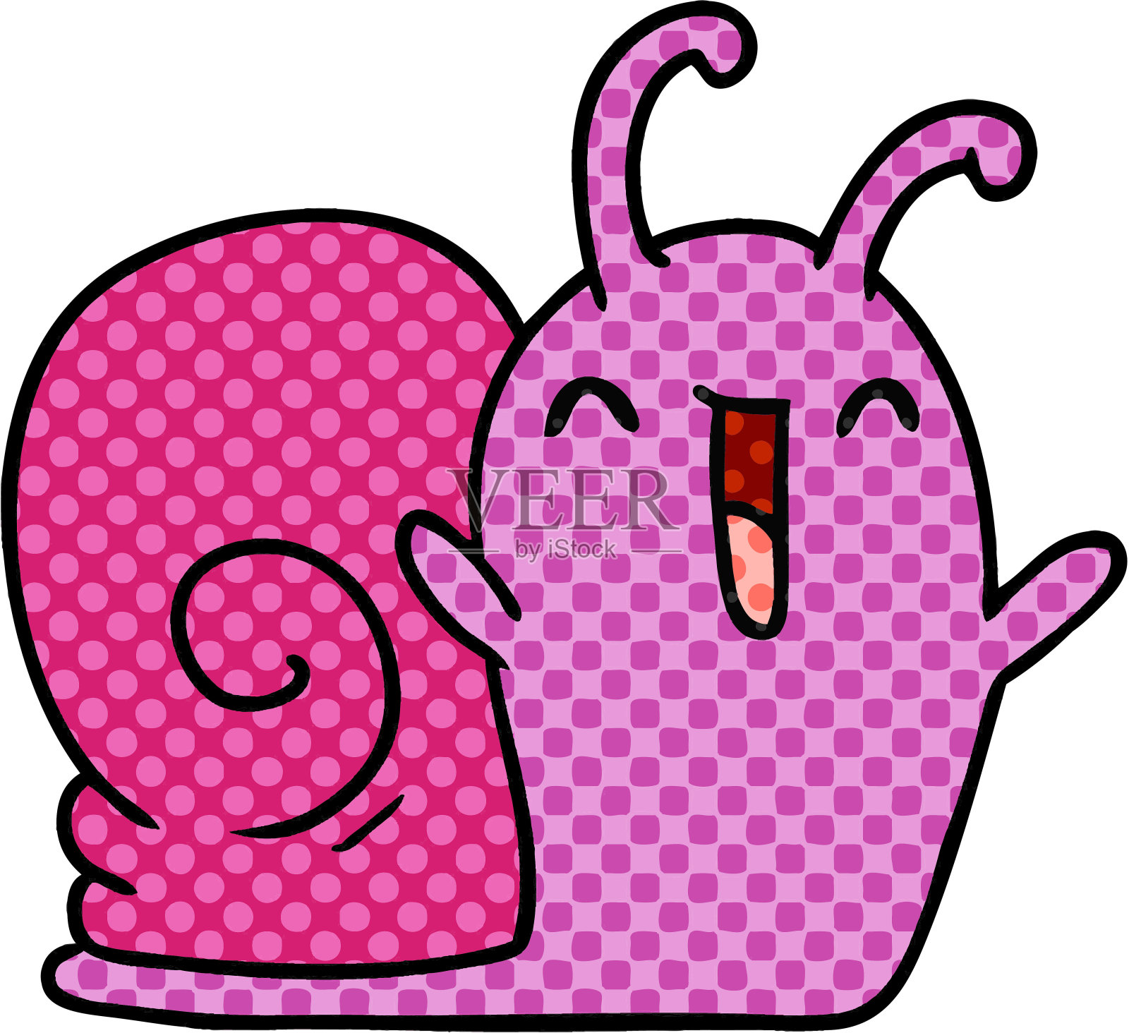 卡通插图可爱可爱的快乐蜗牛插画图片素材