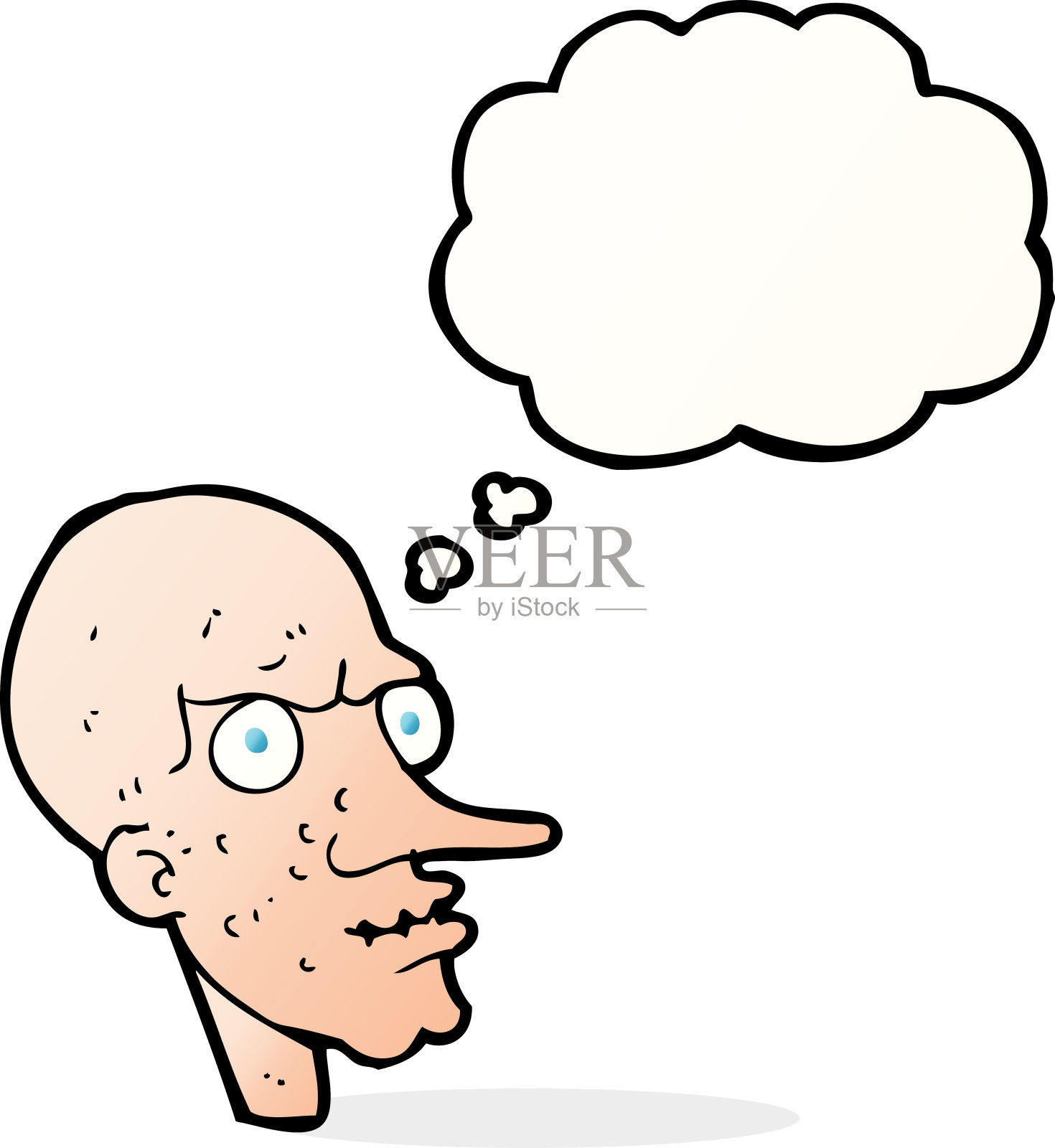 卡通邪恶老人与思想泡泡插画图片素材