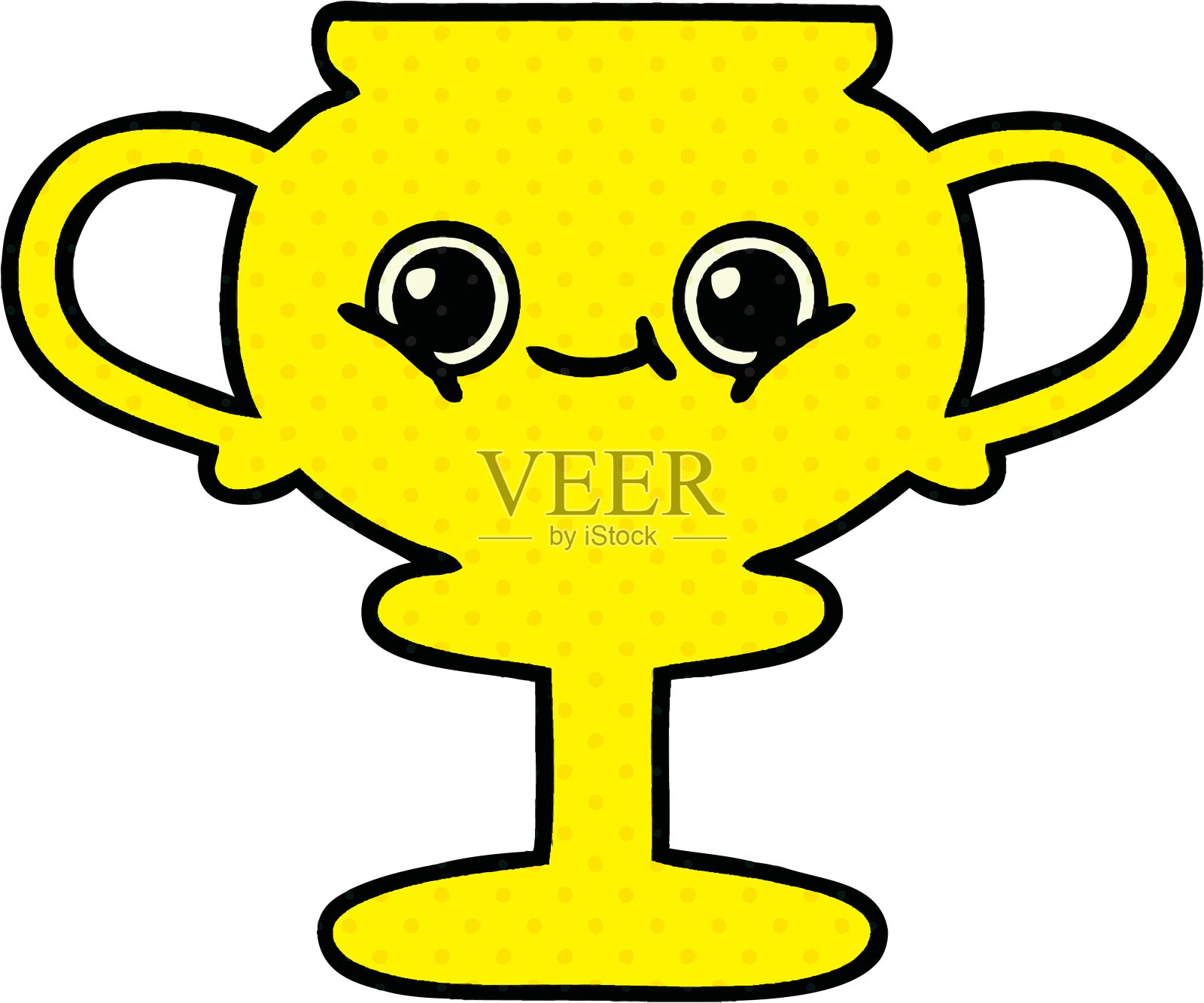 漫画书风格的卡通奖杯插画图片素材