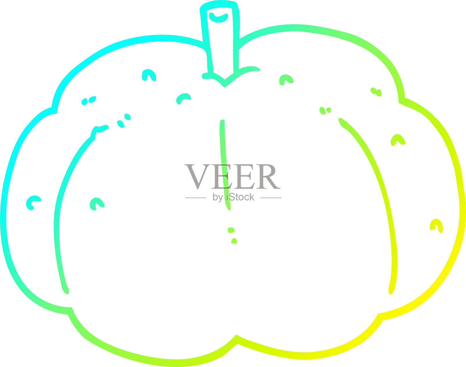 冷梯度线绘制的卡通南瓜插画图片素材