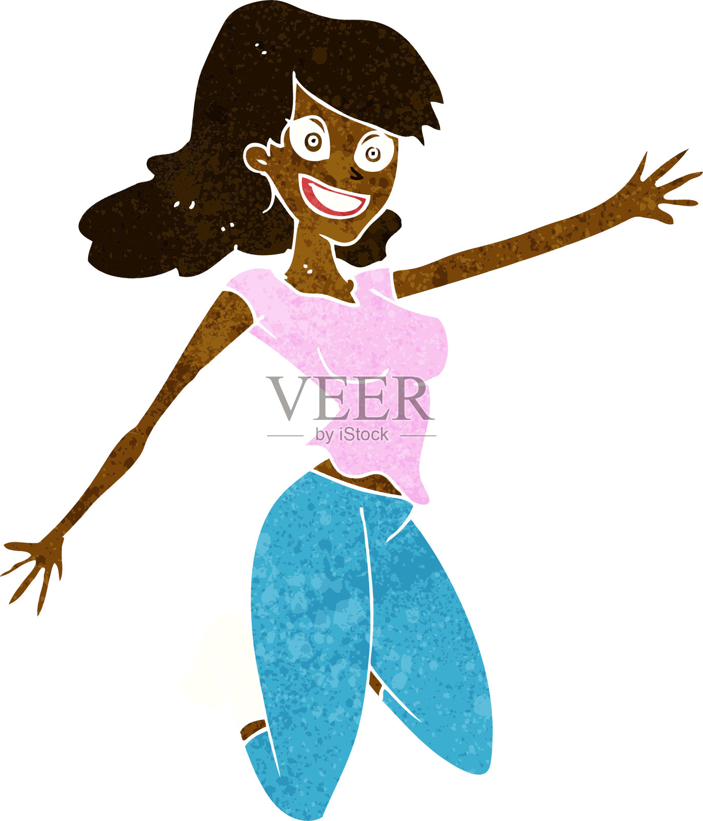 卡通跳跃女插画图片素材