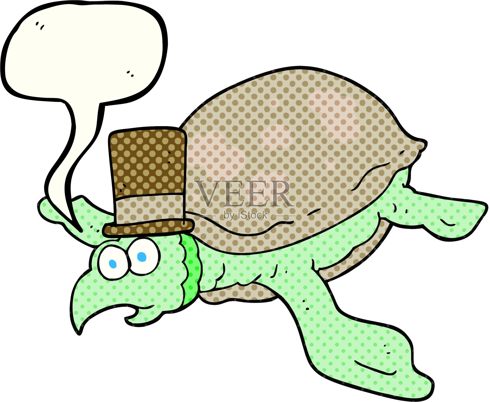 手绘漫画书演讲泡泡卡通龟插画图片素材