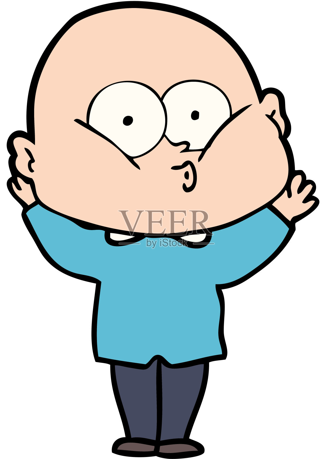 卡通光头盯着看插画图片素材