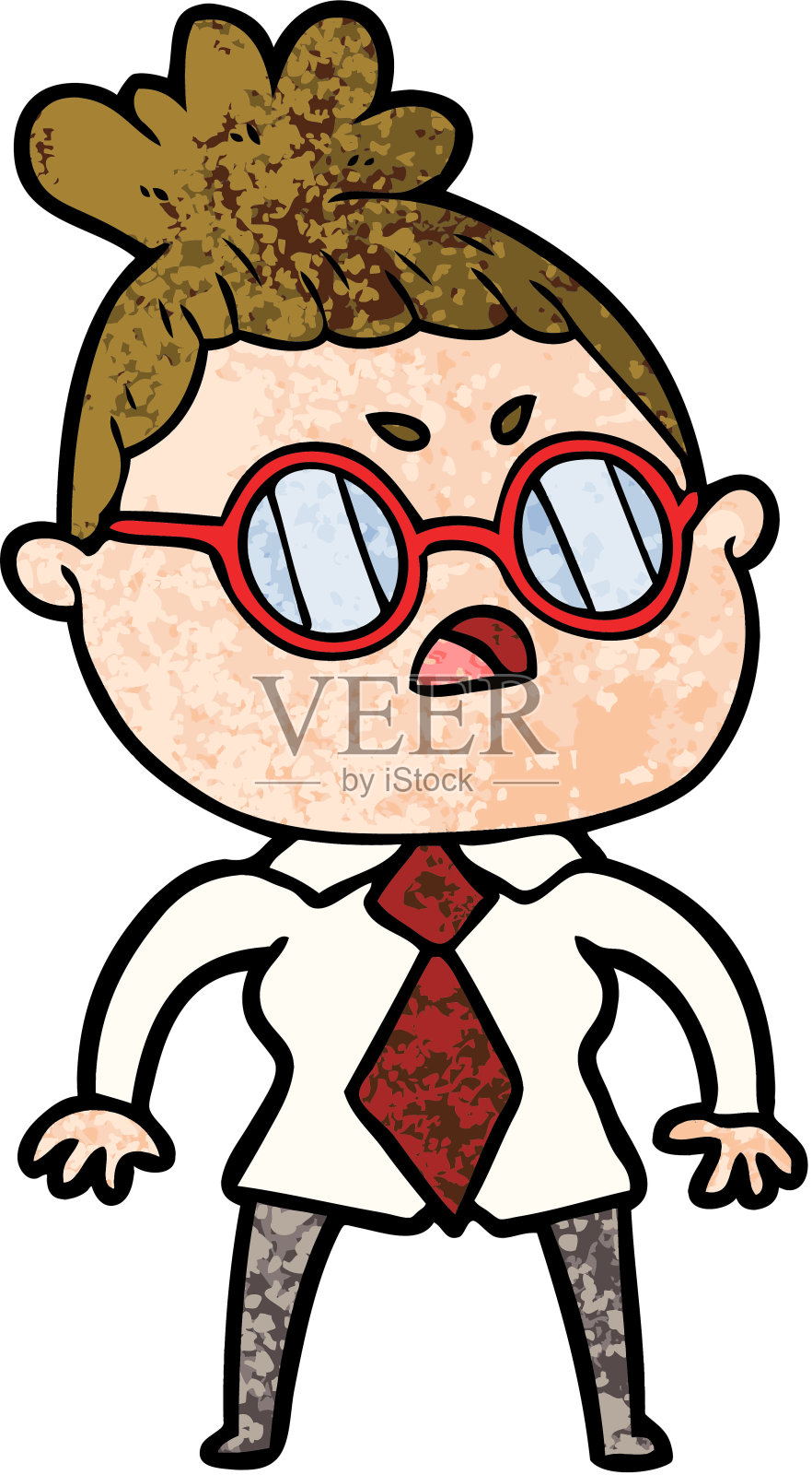 卡通恼怒女人插画图片素材