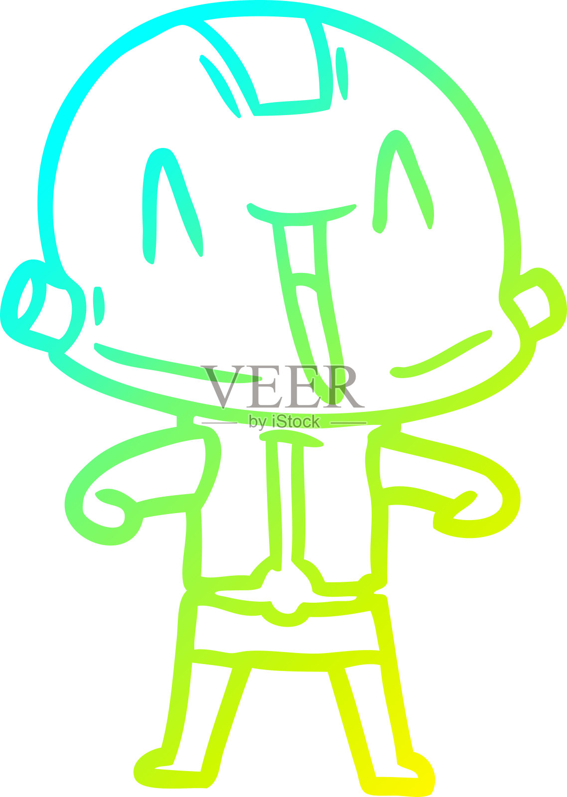 冷梯度线绘制的卡通机器人插画图片素材