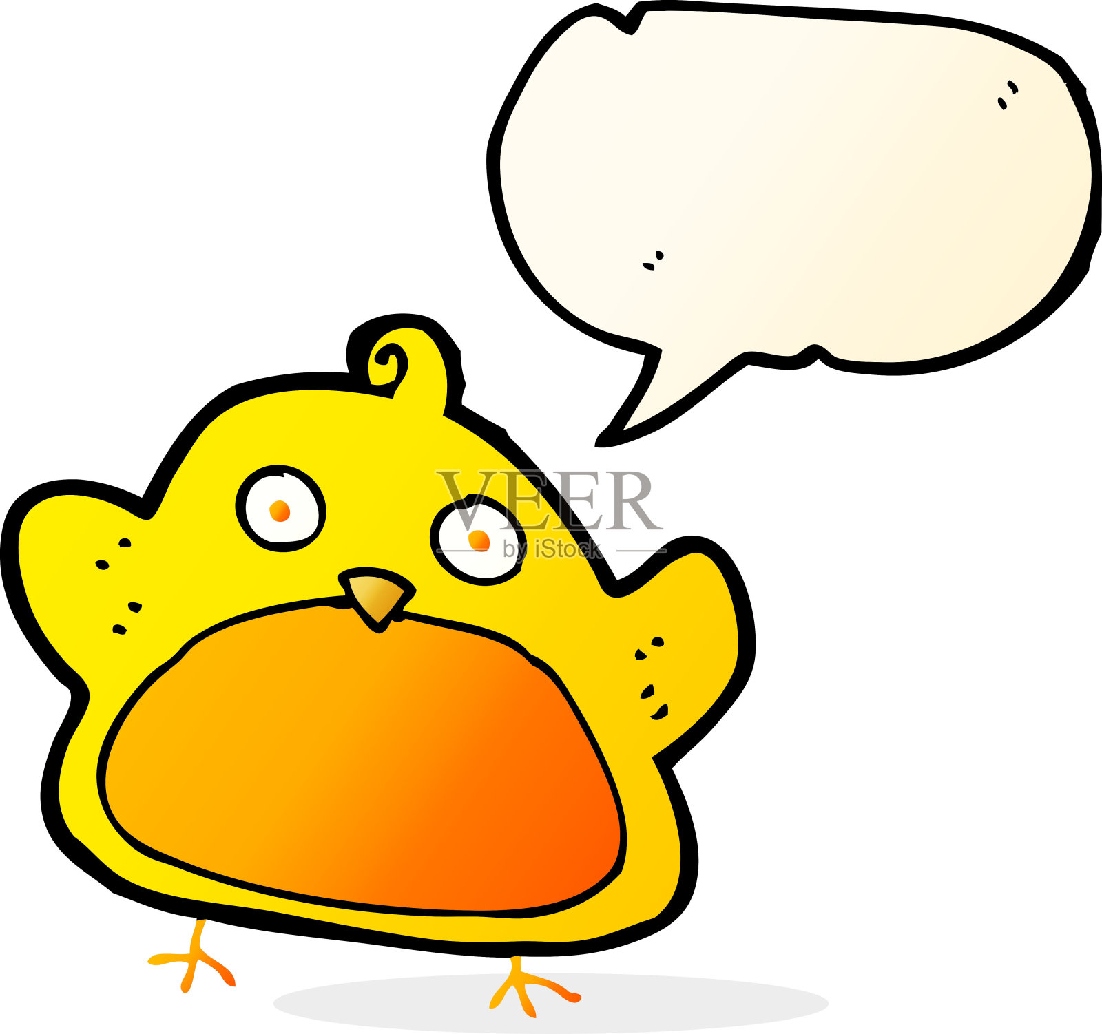 带有语音泡泡的卡通鸟插画图片素材