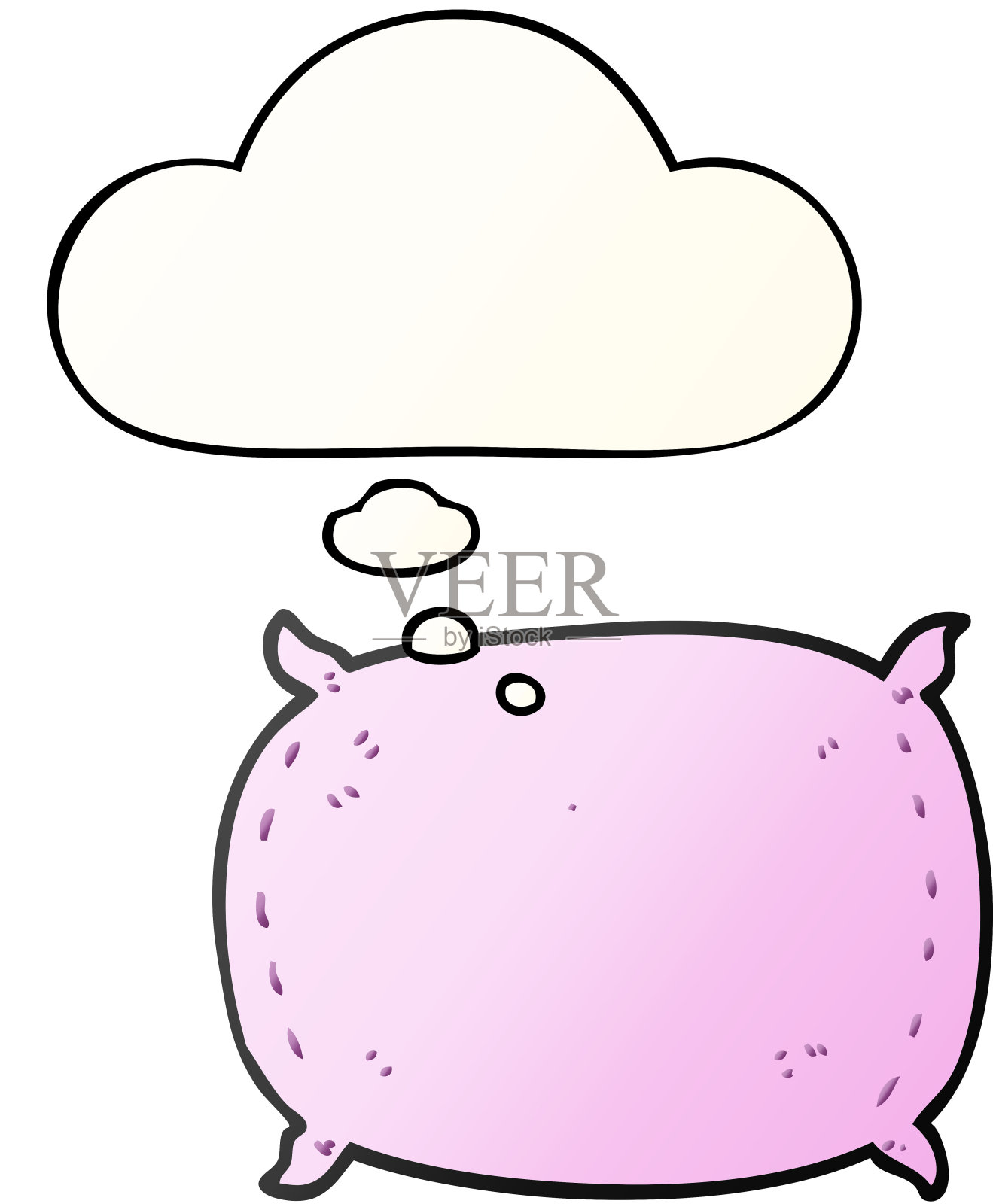 卡通枕头与思想泡泡在平滑渐变风格插画图片素材