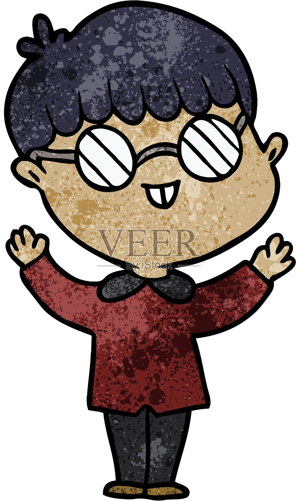 戴眼镜的卡通男孩插画图片素材