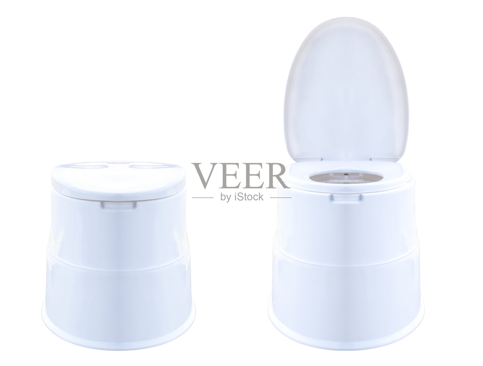 移动厕所隔离在白色背景与剪辑路径照片摄影图片