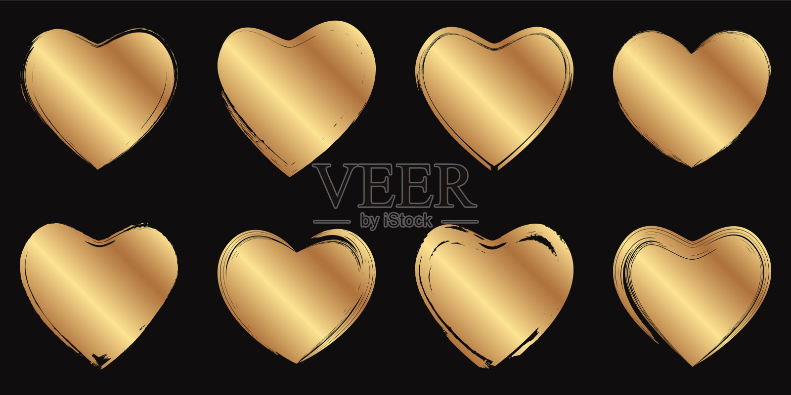 金色的垃圾心。插画图片素材