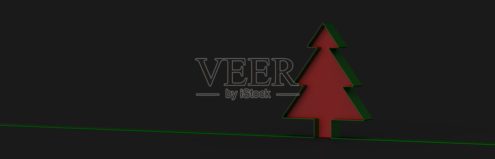 黑色背景上的极简主义3d圣诞树的插图照片摄影图片