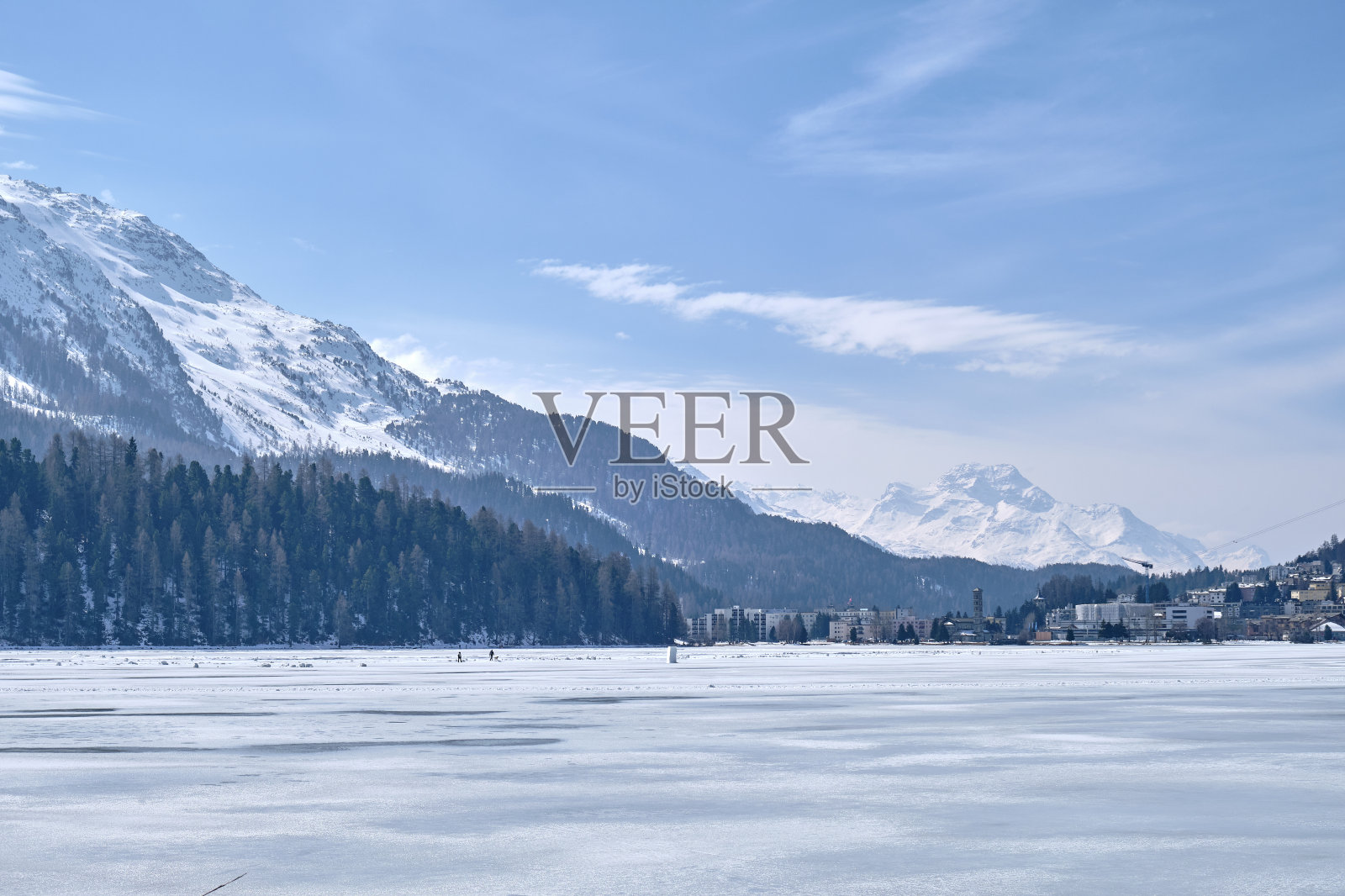 圣莫里茨的观点，著名的冬季运动和奢侈品商店的度假区照片摄影图片