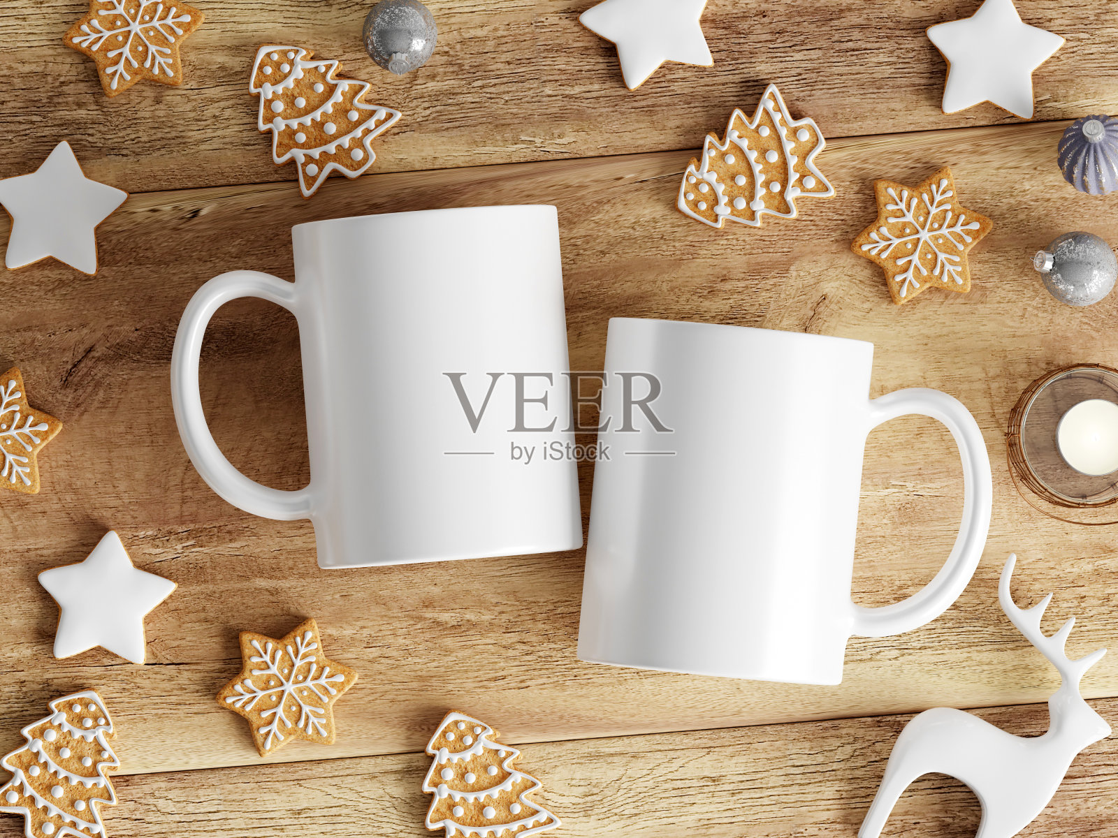 圣诞马克杯模型，咖啡杯模型照片摄影图片