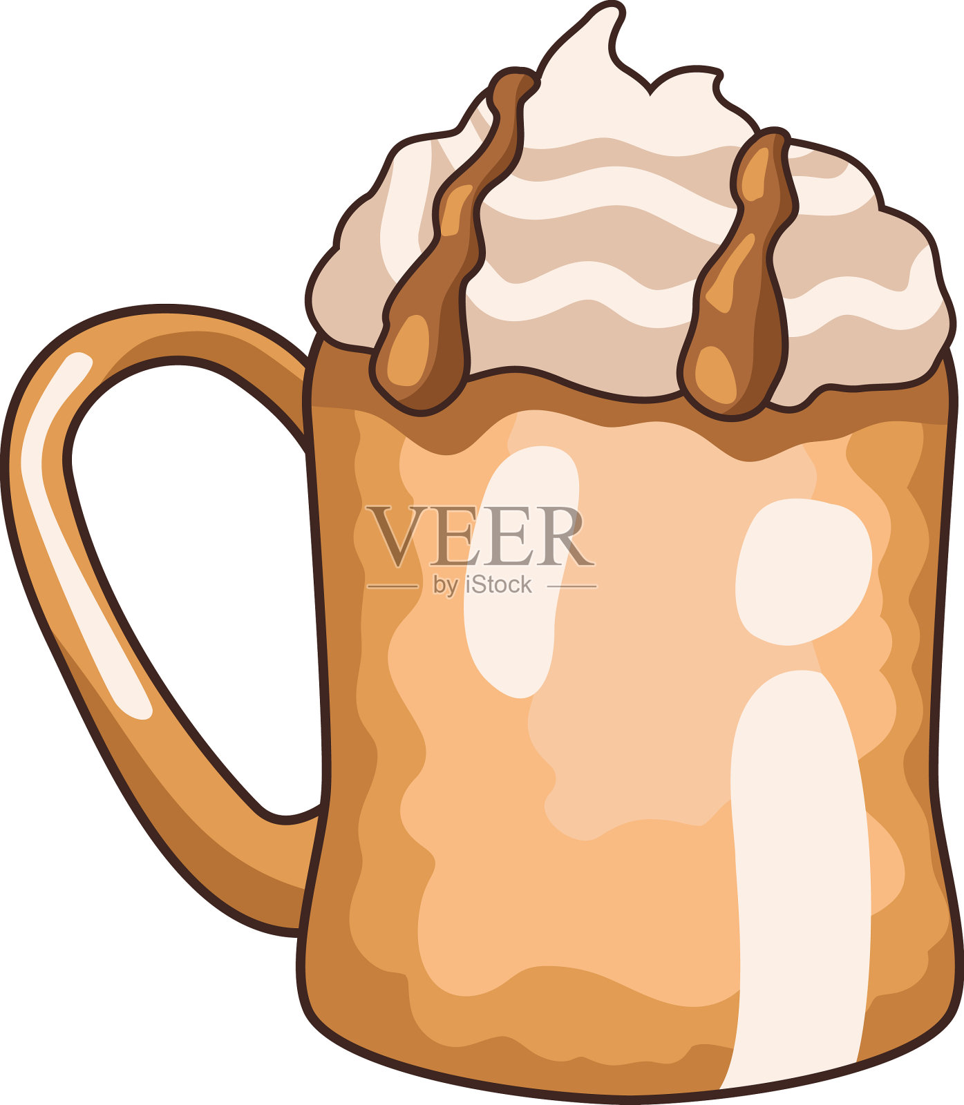 带泡沫的冰咖啡插画图片素材