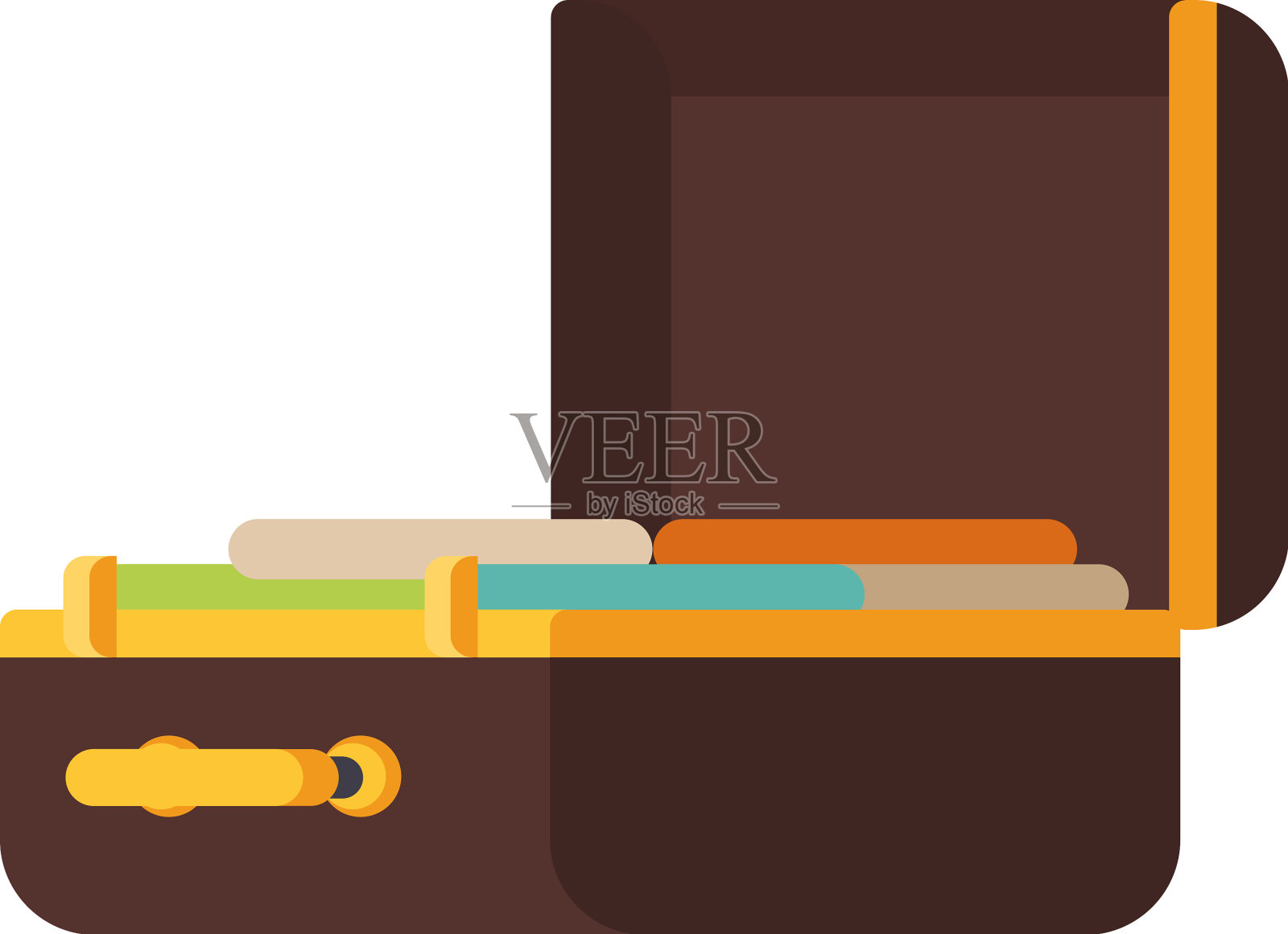 棕色行李箱旅行打开插画图片素材