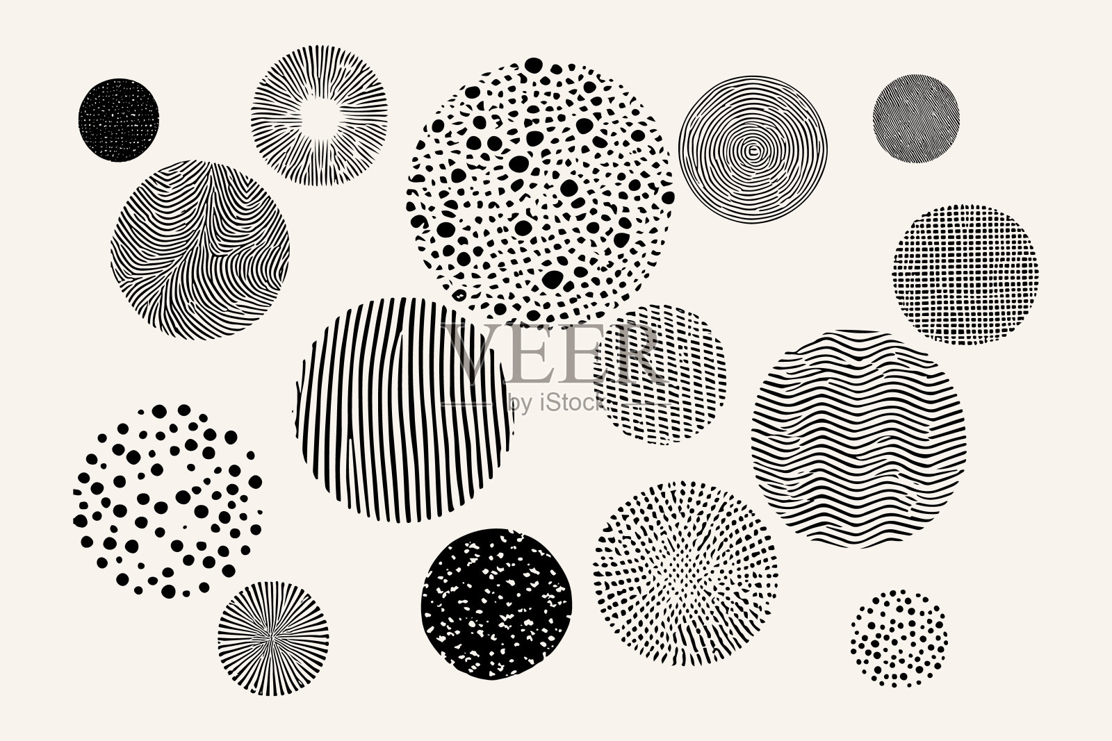 潮流风格的圆形元素。矢量设计元素。抽象的点，线，曲线形状插图集。现代垃圾风格的海报。矢量图插画图片素材