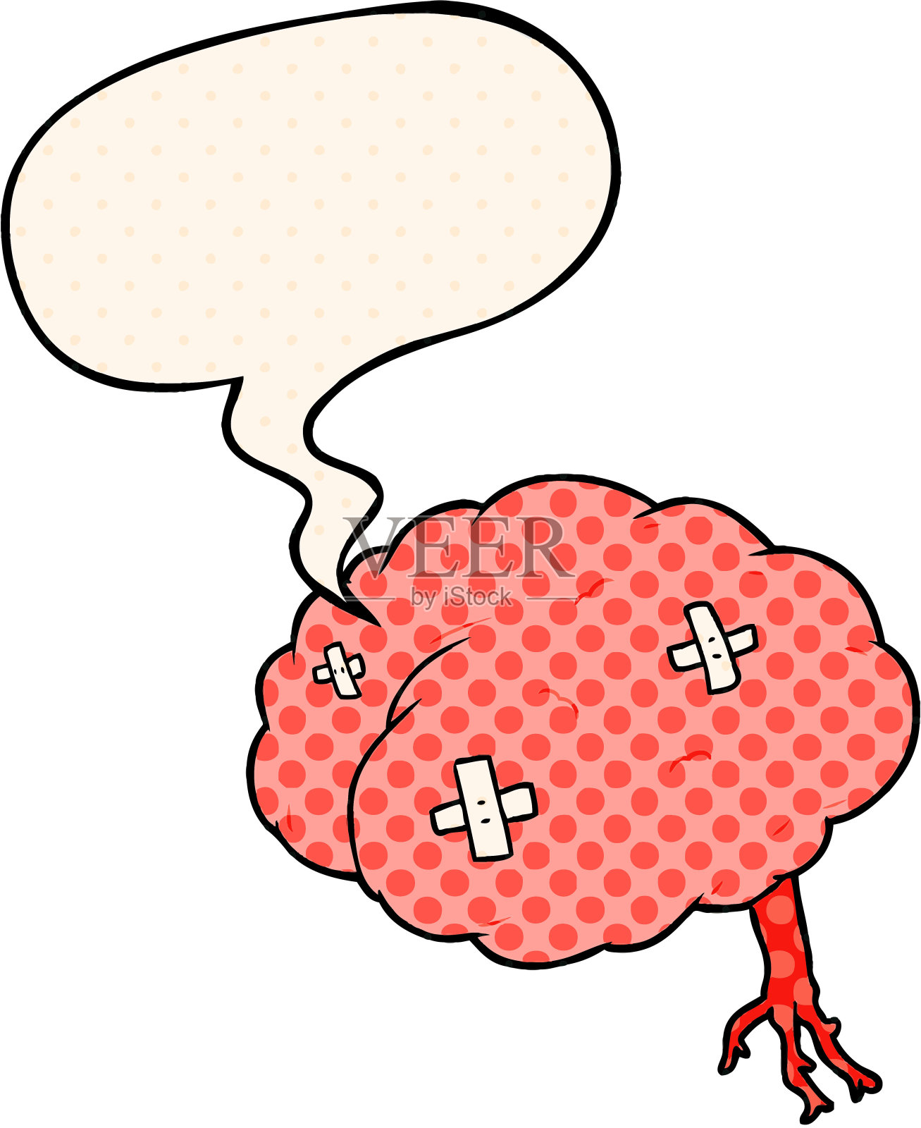 漫画中受伤的大脑带有漫画风格的语音泡泡插画图片素材