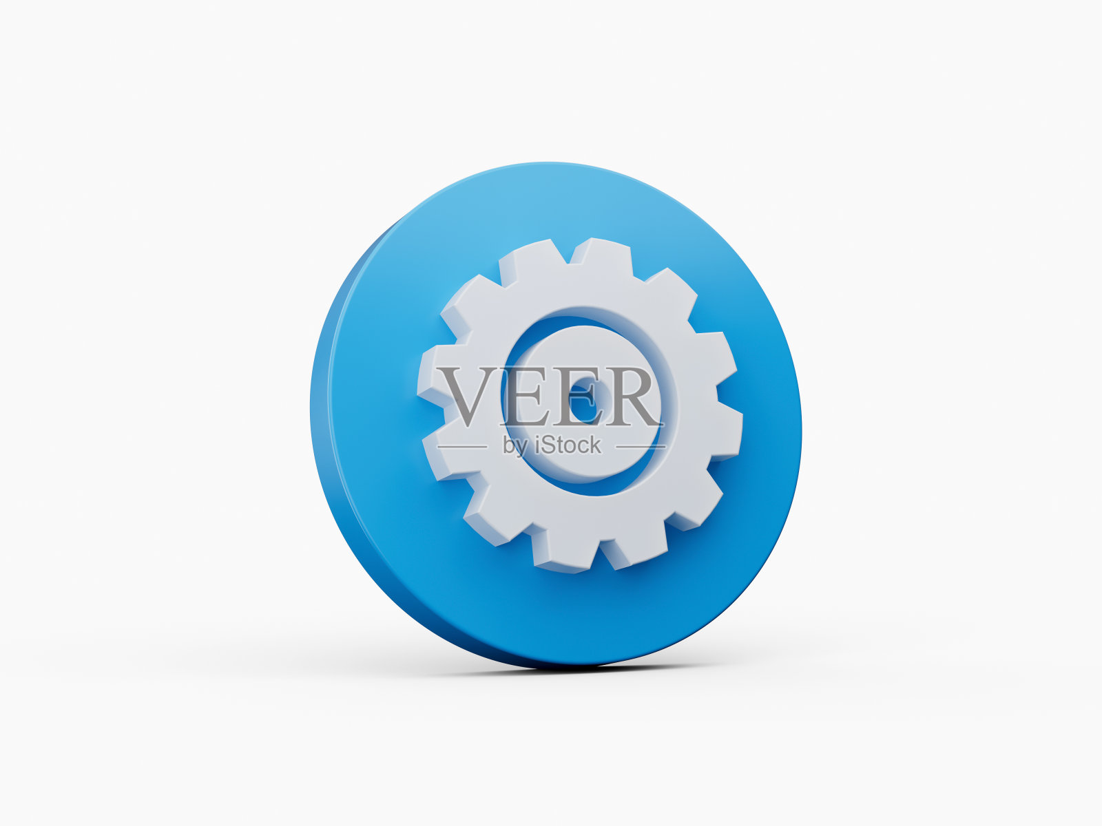 蓝色更新齿轮设置图标3d插图隔离图标素材