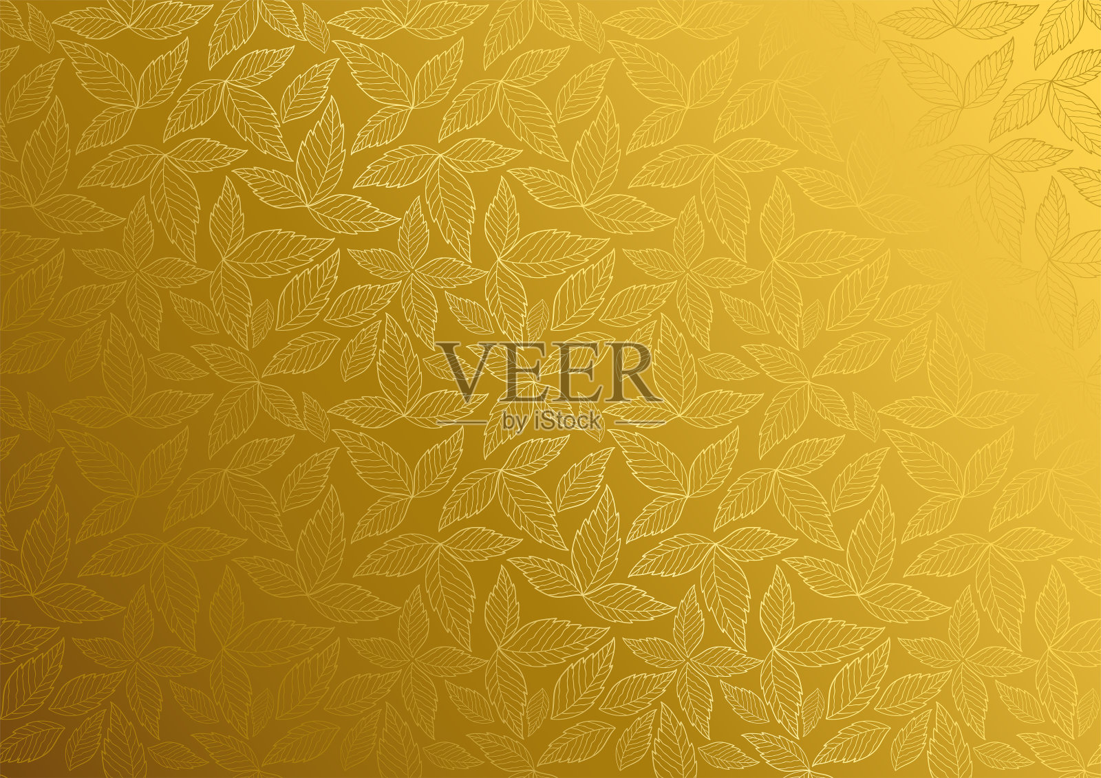奢华的金色叶子无缝图案插画图片素材