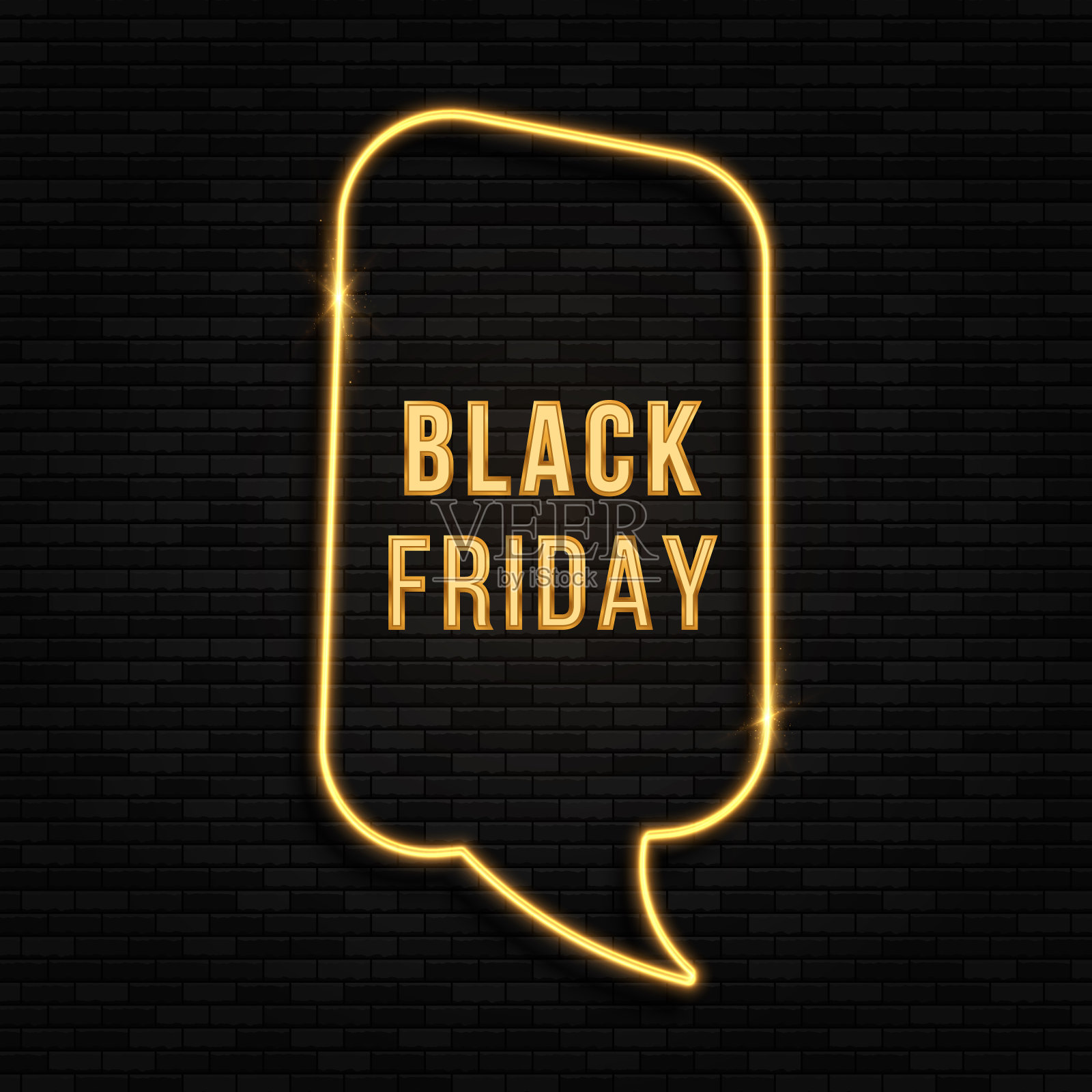 豪华几何框架。黑色星期五的黄金喜剧演讲泡沫。插画图片素材