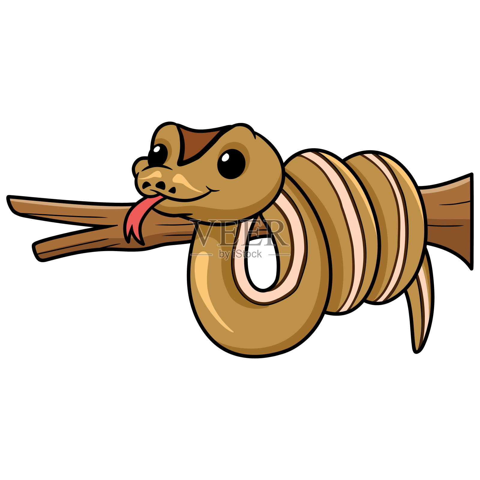 可爱的肉桂超级条纹卡通在树枝上插画图片素材