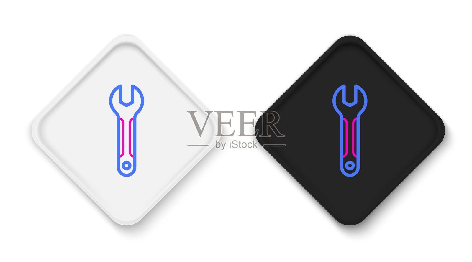 线扳手扳手图标隔离在白色背景上。扳手修复工具。服务工具符号。彩色轮廓概念。向量图标素材