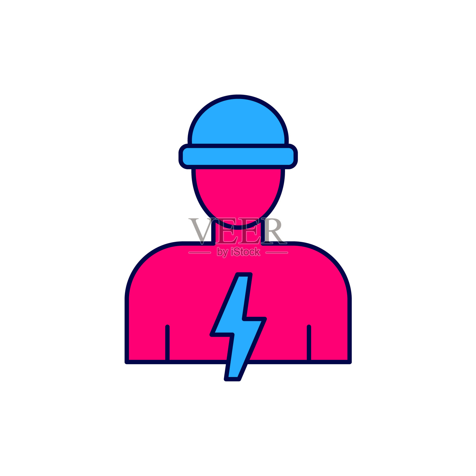 电工技术员工程师图标隔离在白色背景上。向量插画图片素材