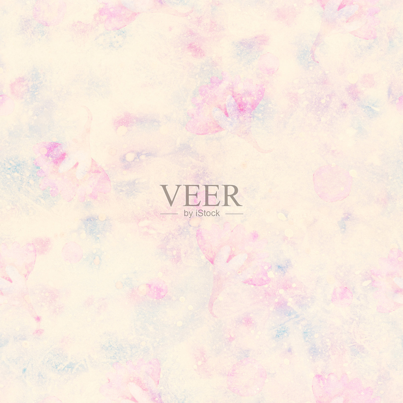 无缝模式。垃圾背景与花卉装饰。水彩花。栅格插图设计和装饰。用于在织物和纸张上印刷。插画图片素材