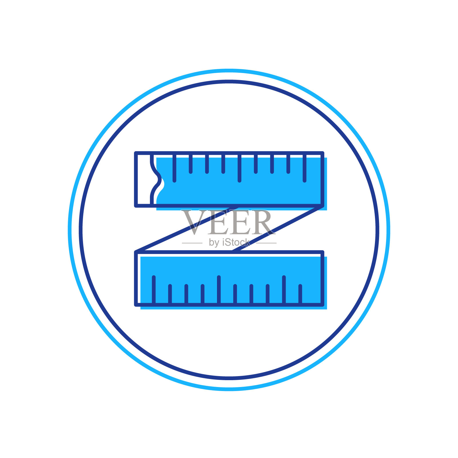 填充轮廓卷尺图标隔离在白色背景上。卷尺。向量插画图片素材