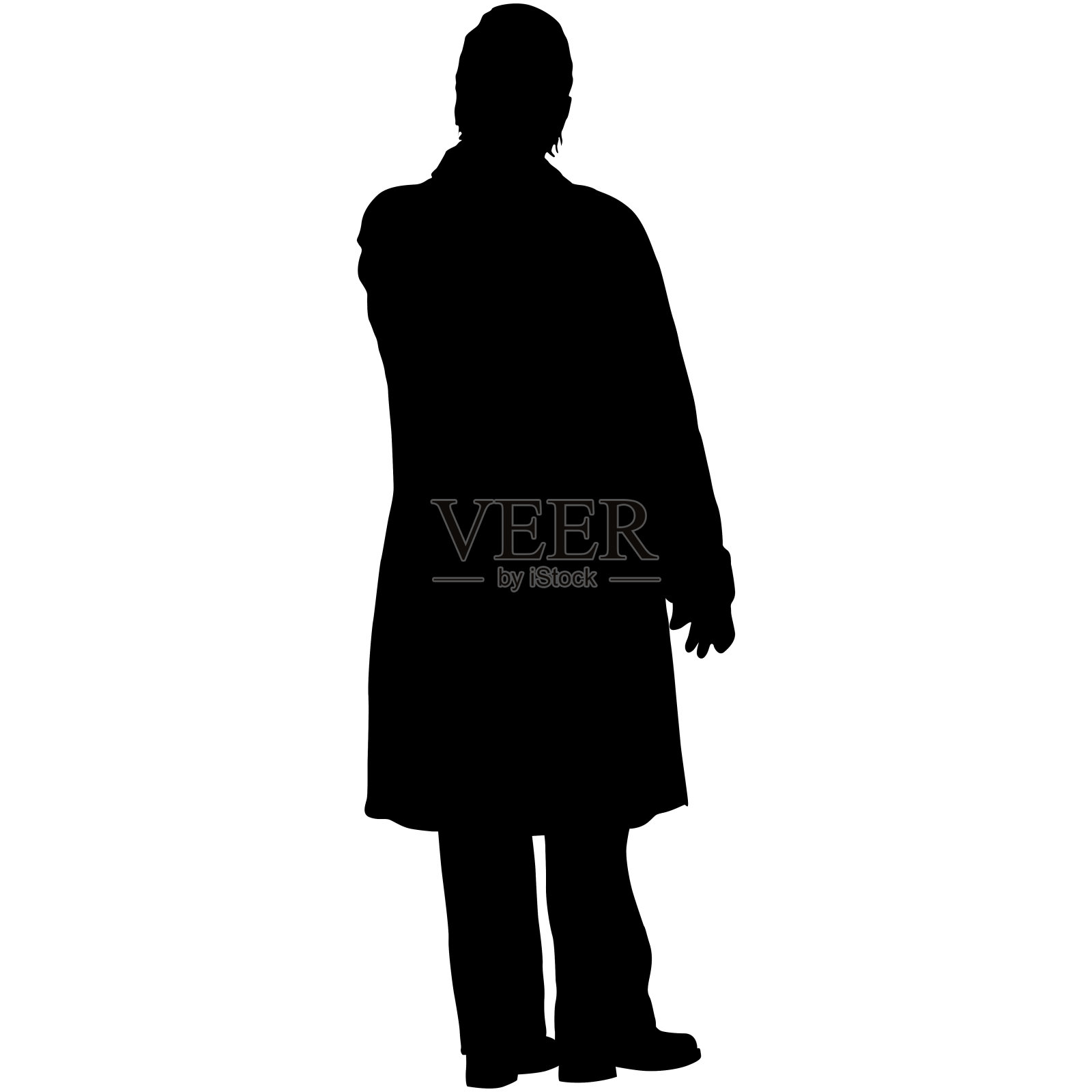 白色背景上行走的女性剪影插画图片素材