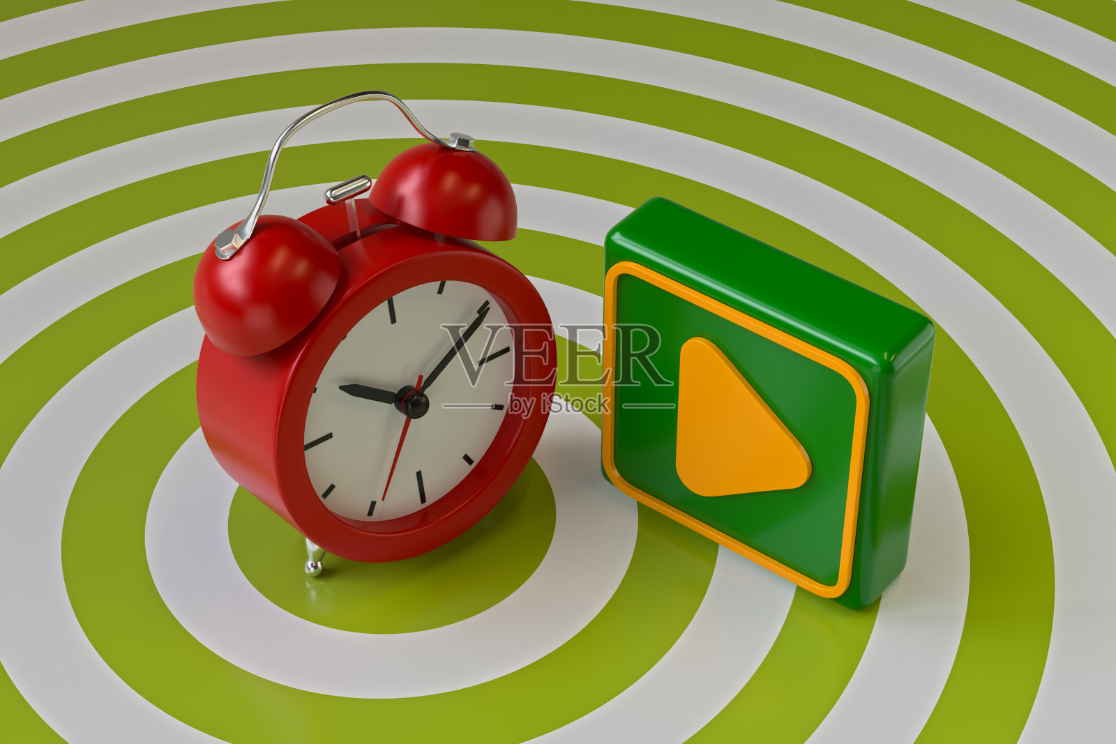 复古闹钟与播放按钮的目标背景照片摄影图片