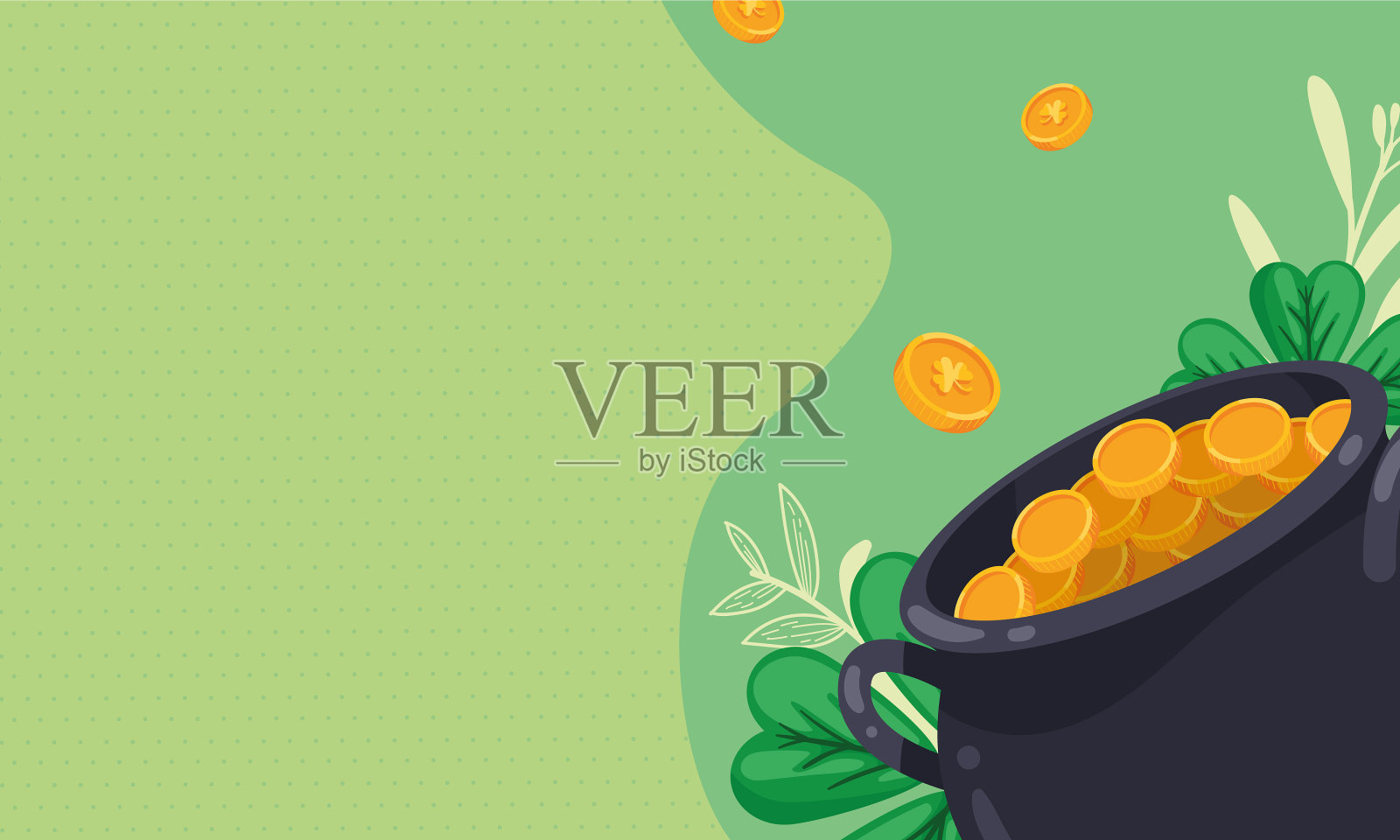 三叶草宝锅插画图片素材