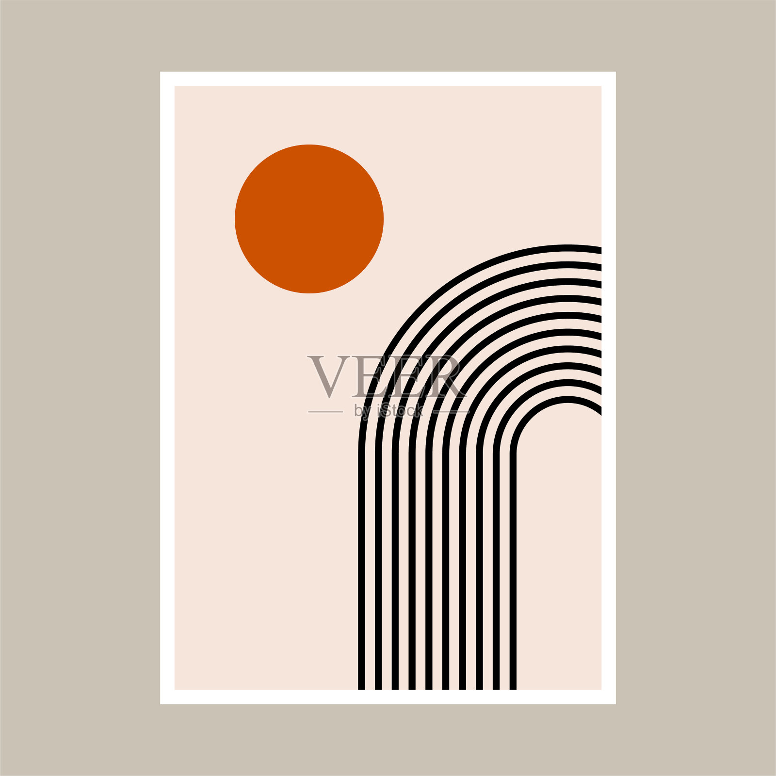 世纪中叶抽象当代美学背景设计集几何平衡形状。抽象艺术设计的印刷品，封面，壁纸，墙壁艺术。矢量图插画图片素材