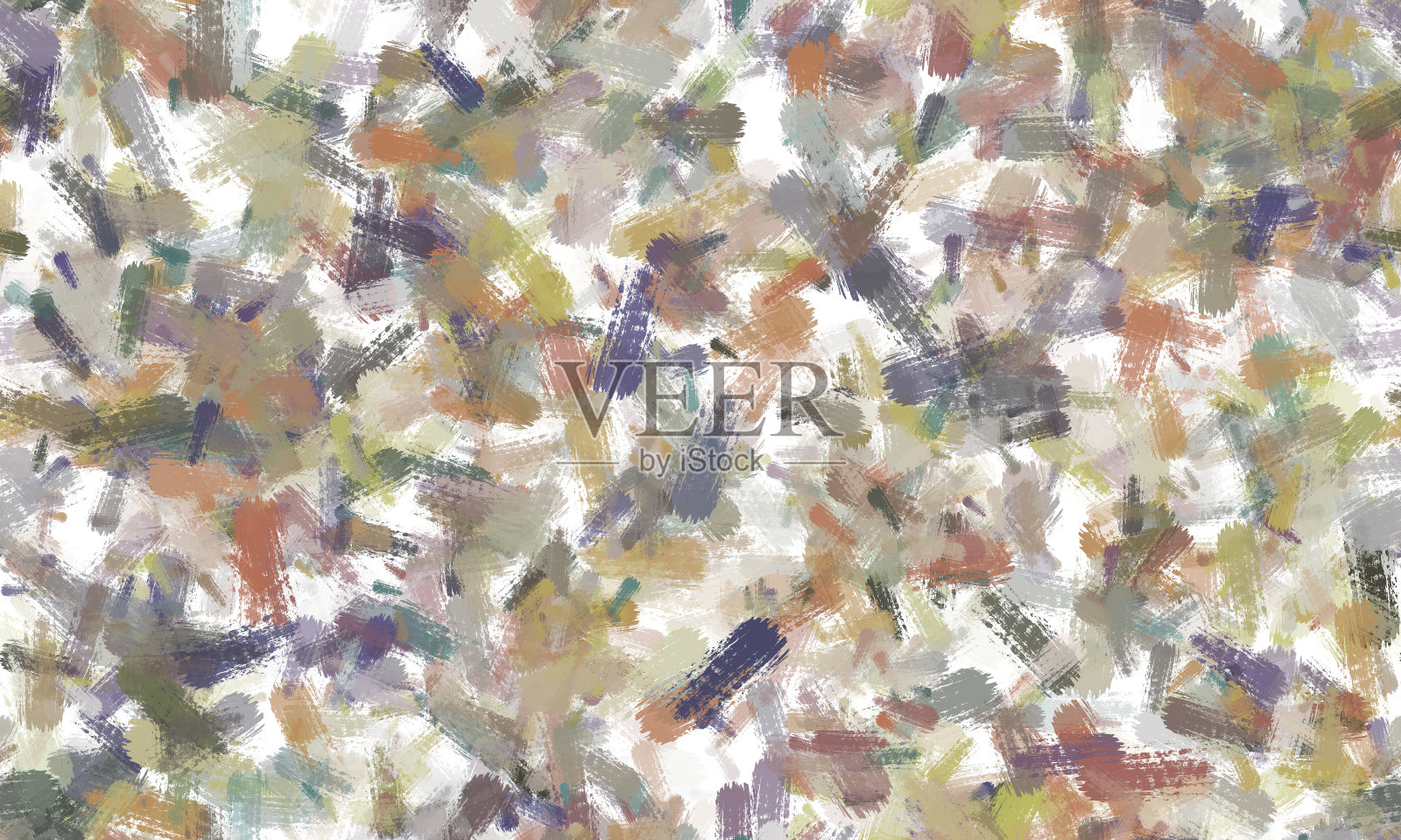 紫色，米色，黄色，绿色和灰色随机笔触在白色背景。无缝模式。设计在织物，纺织品，表面，纸张，墙纸，室内，拼接，包装上的印花插画图片素材