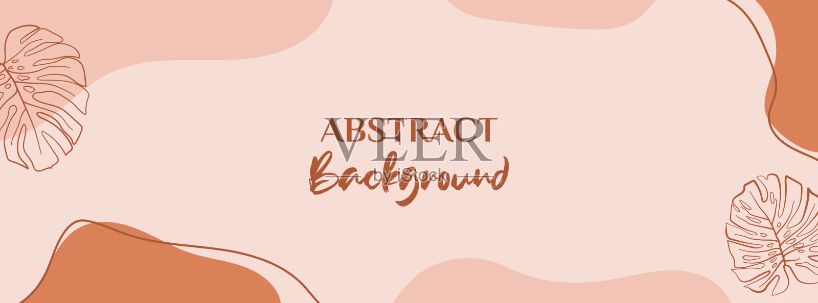 抽象的极简主义波西米亚背景与有机粉彩形状和怪物的叶子。矢量EPS 10插画图片素材