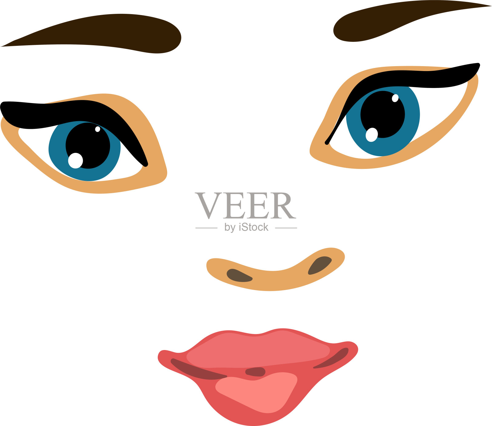 白色背景上美丽女孩的肖像插画图片素材