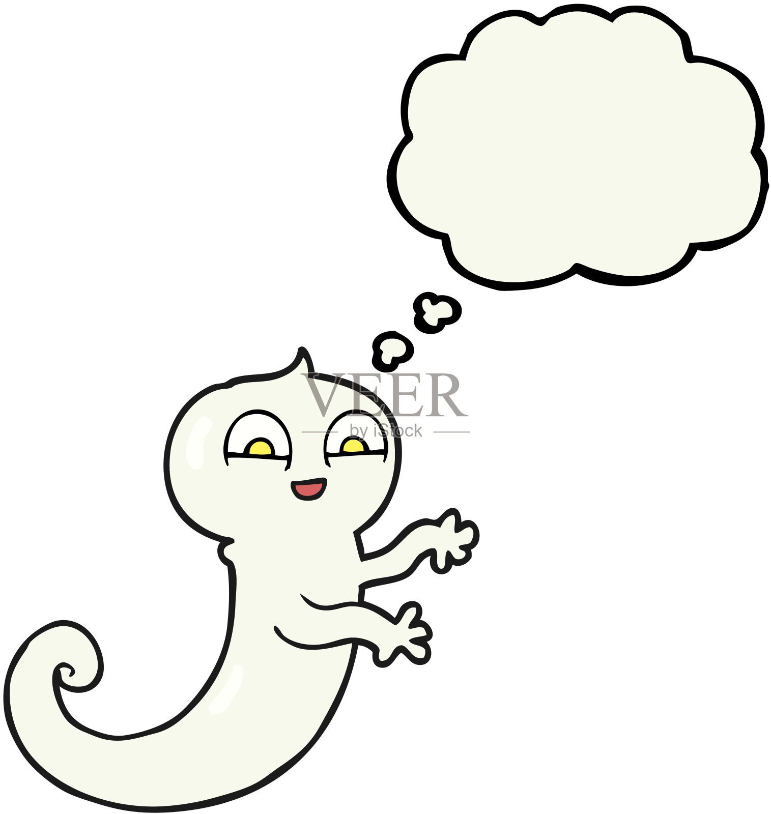 徒手画的思想泡泡卡通鬼插画图片素材