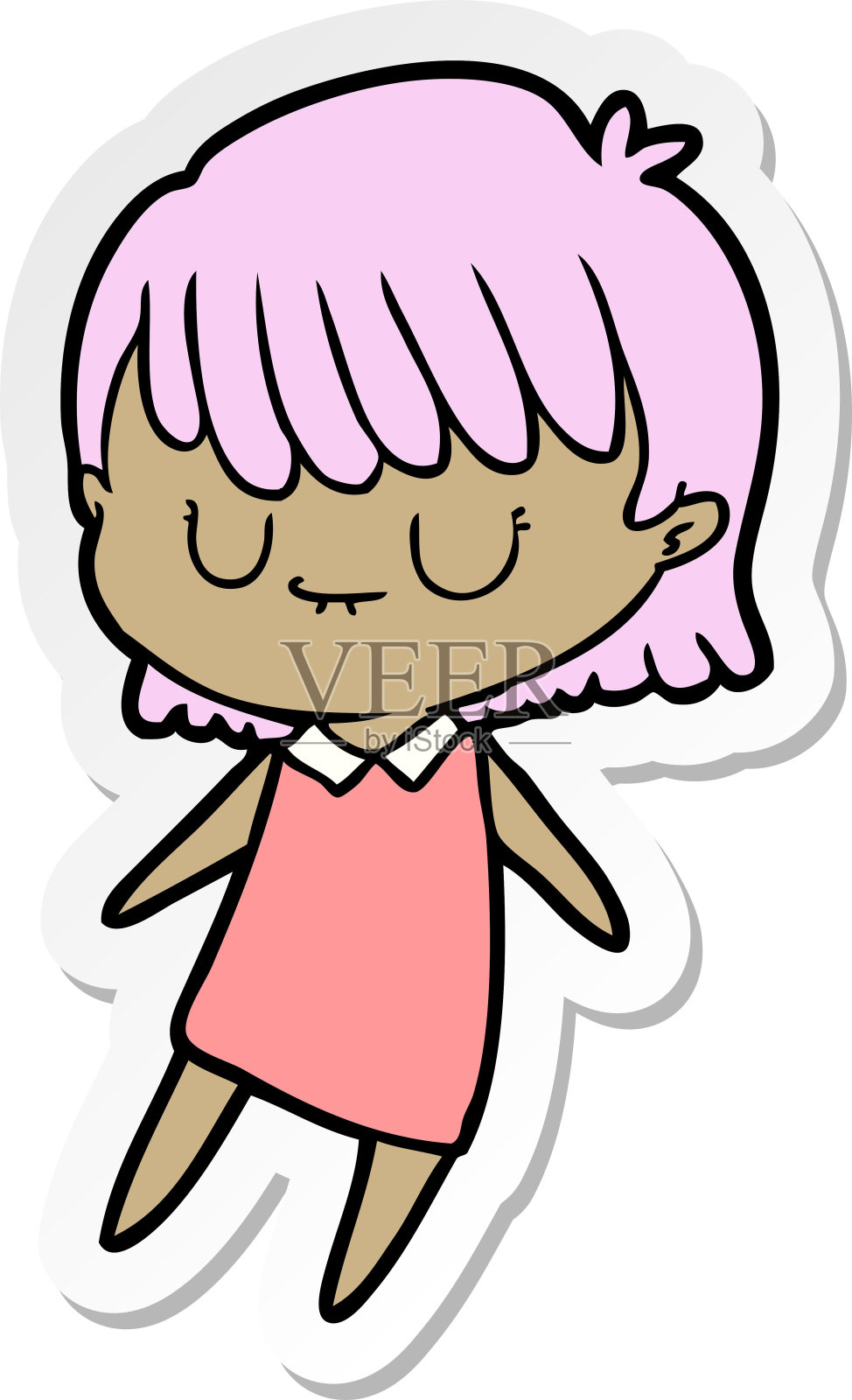 一个卡通女人的贴纸插画图片素材