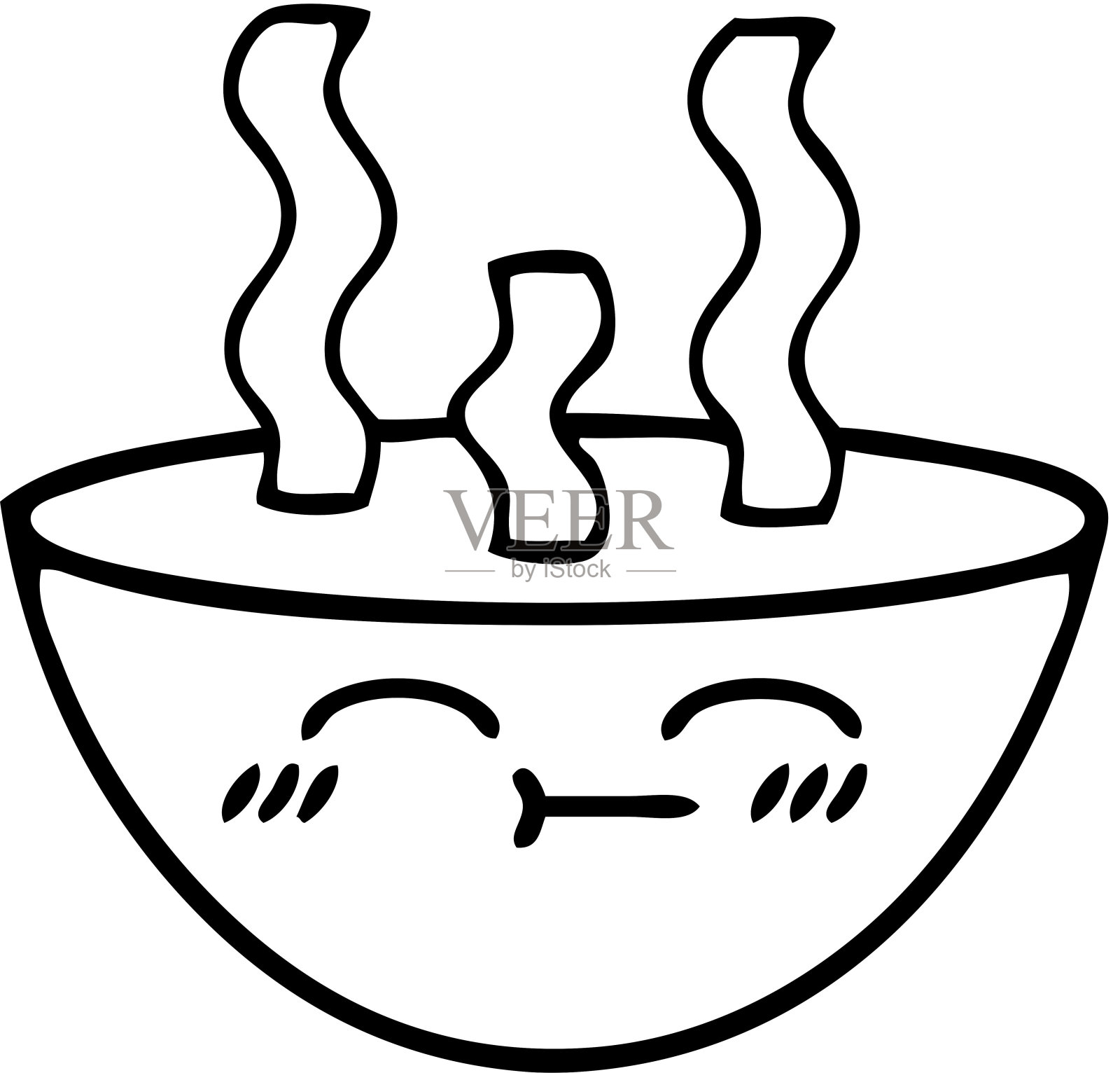 一碗热汤的线条漫画插画图片素材