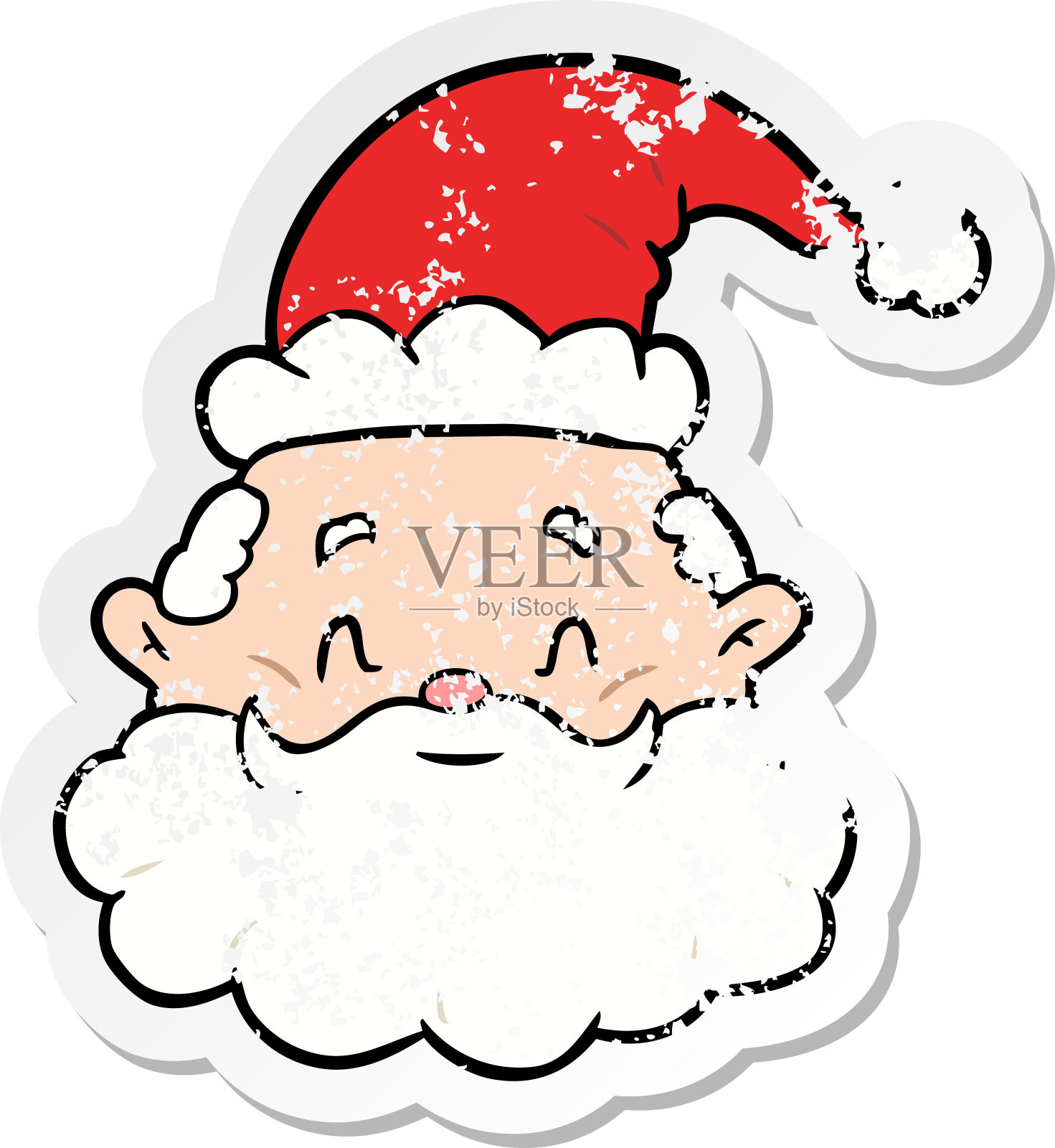 卡通圣诞老人的心疼贴纸插画图片素材