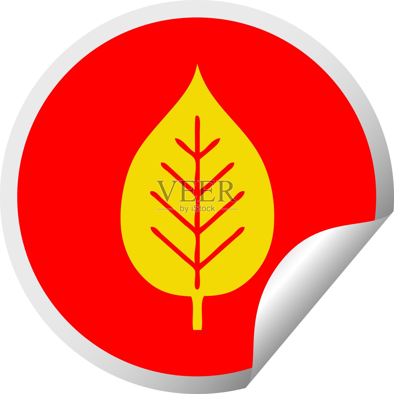 圆形剥皮贴纸卡通的绿叶插画图片素材