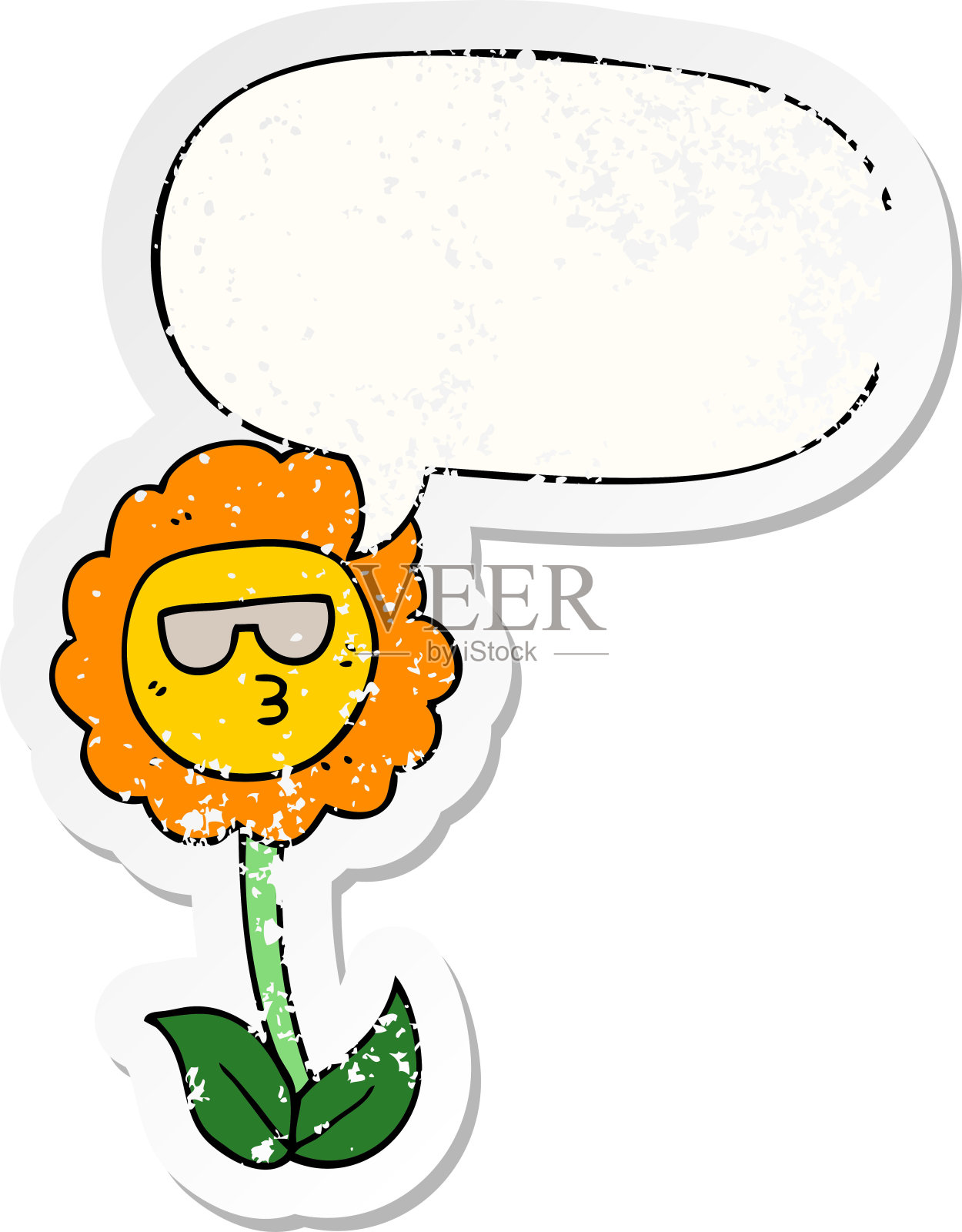 卡通花带语音泡泡心疼心疼老贴纸插画图片素材