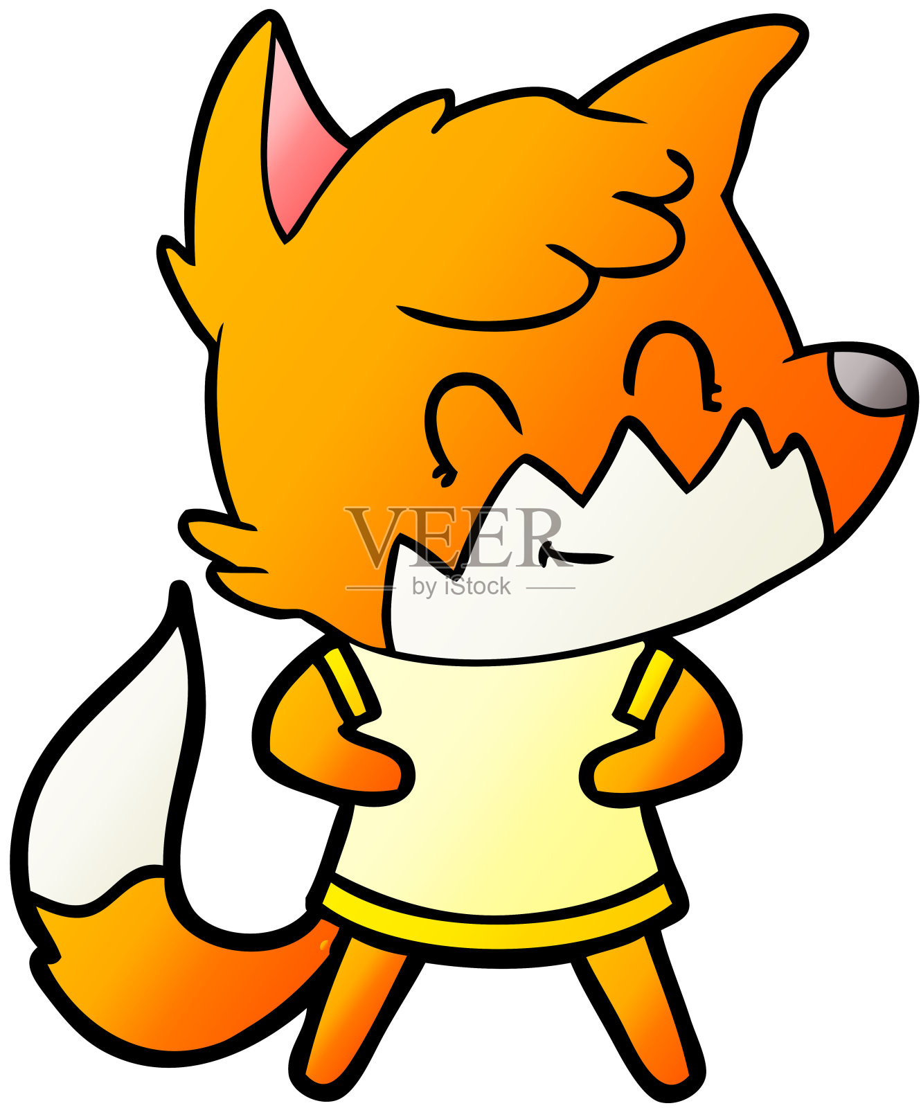卡通快乐狐狸插画图片素材