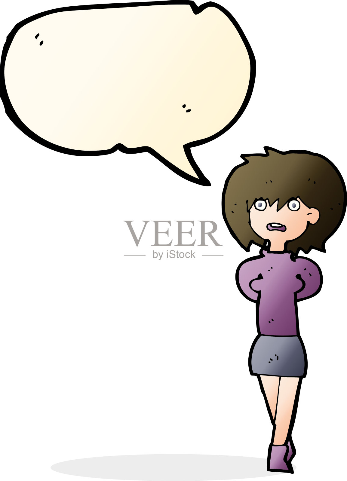 卡通用言语泡泡震惊女子插画图片素材